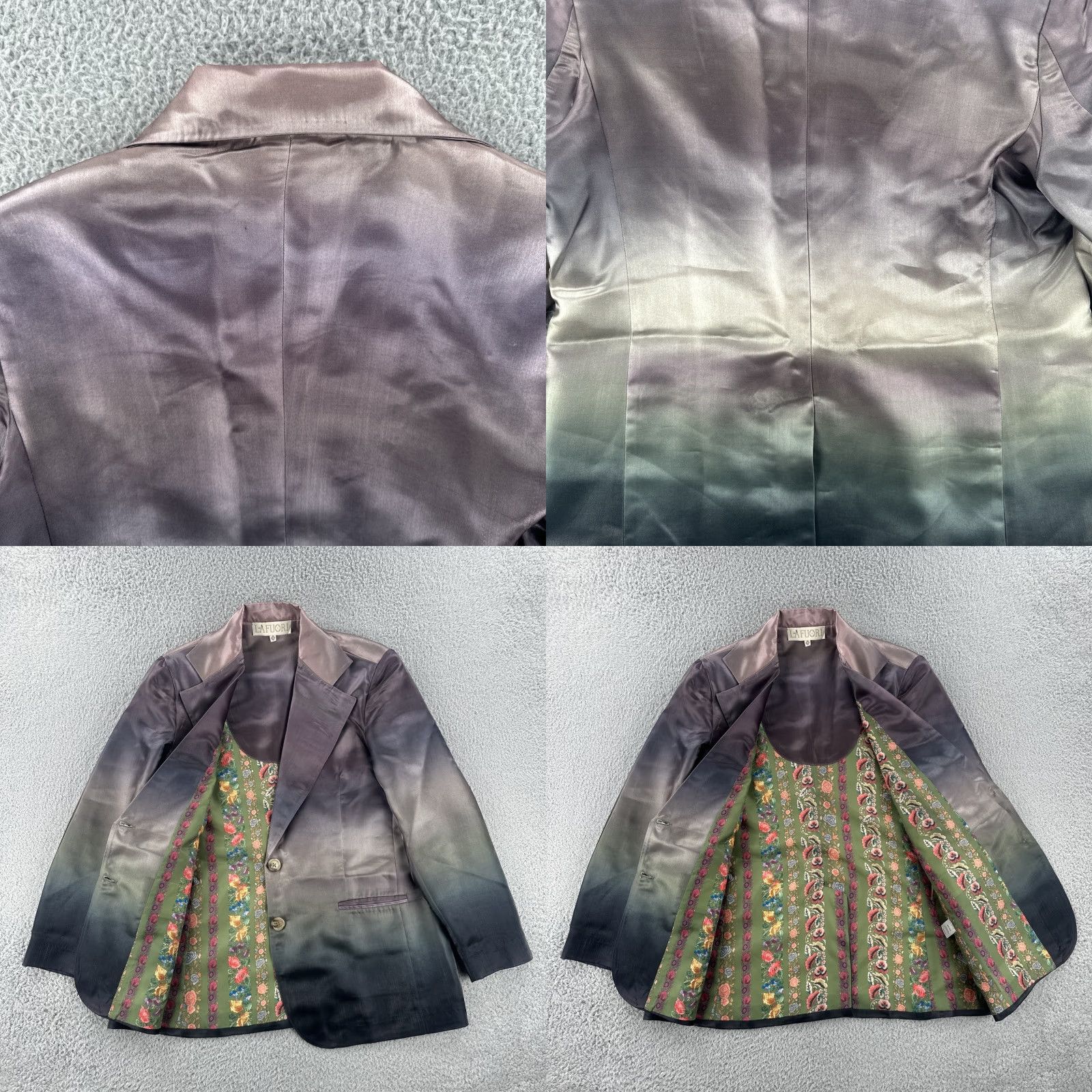 Vintage VINTAGE La Fuori Women’s Blazer Shirt Purple Ombré Silk NWT Small S XS Ladies Womens Size S / US 4 / IT 40 - 10 Thumbnail