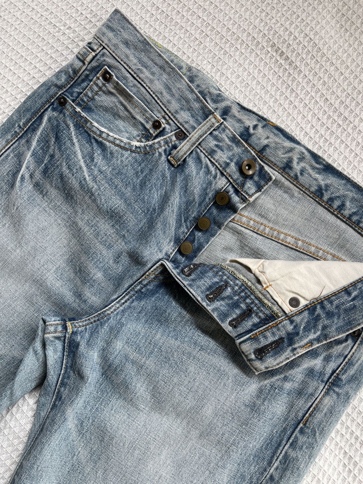 Japanese Brand Rare🔥Vtg MUVEIL Selvedge Redline Light Blue Jeans Size US 33 - 9 Thumbnail
