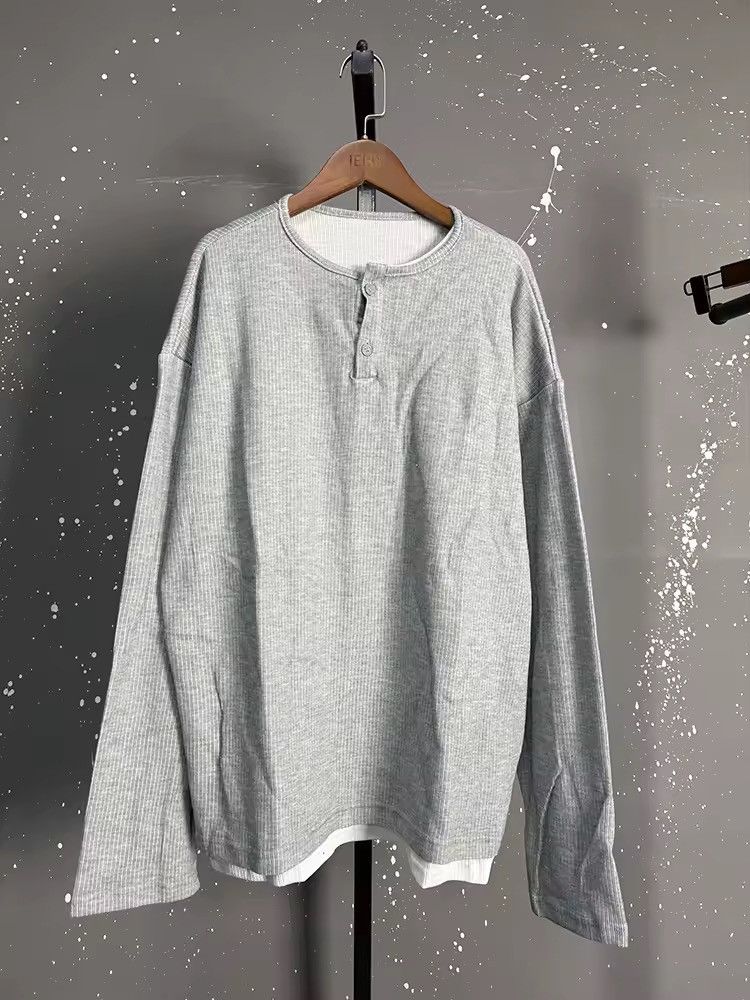Japanese Brand Double Layer Patchwork Round Collar Long Sleeve Tee Size US XL / EU 56 / 4 - 3 Thumbnail