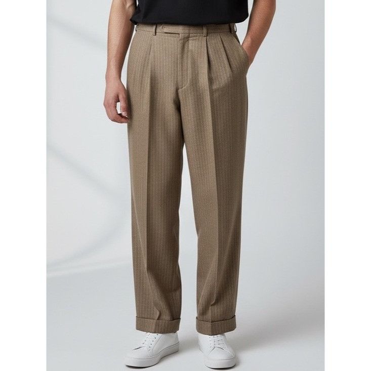 Lands' End Vintage Lands’ End 100% Wool Tailored Pleat Front Dress Pant Size US 35 - 1 Thumbnail