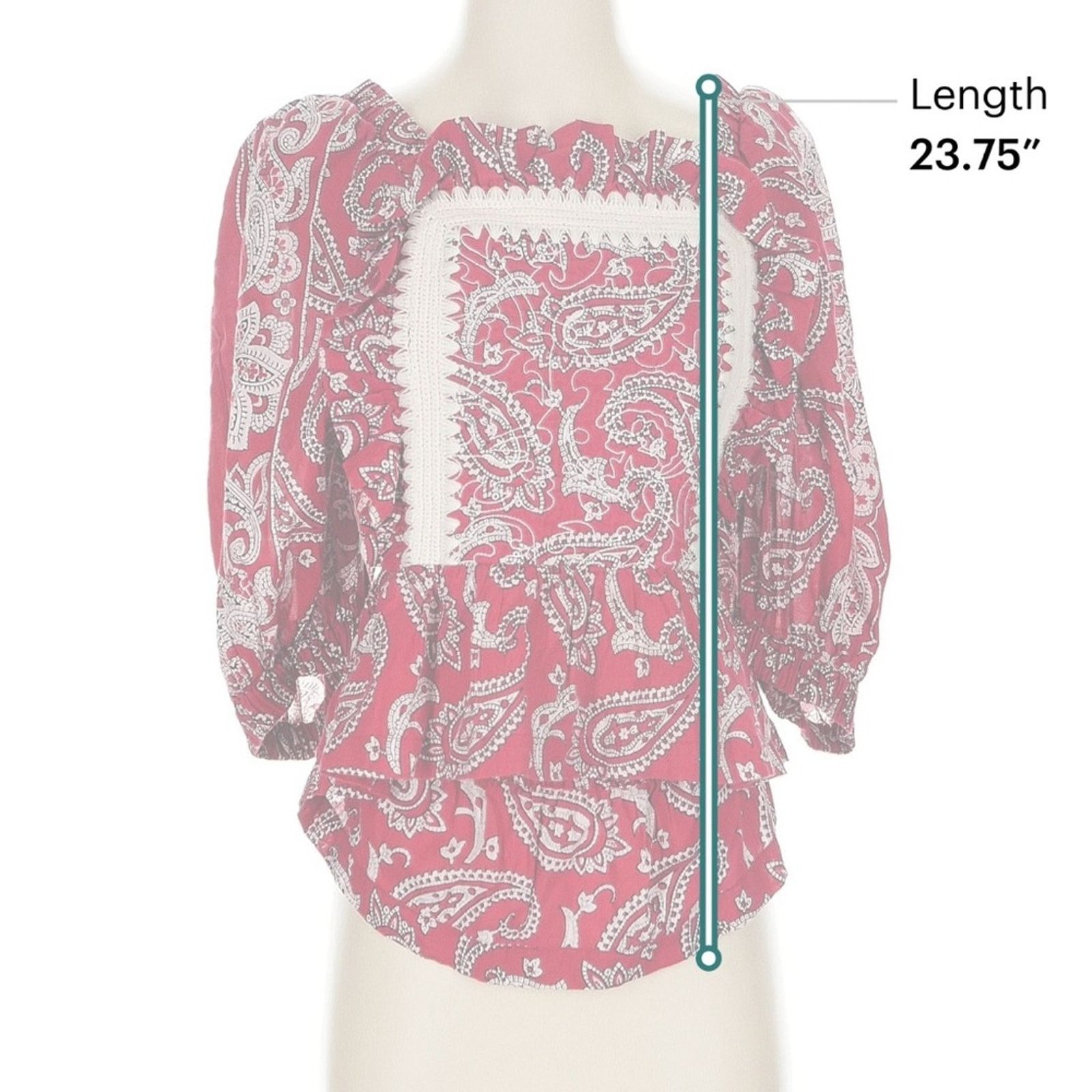 Sea New York Sea New York Red Theodora Paisley Blouse with Lace Detail Size M / US 6-8 / IT 42-44 - 7 Thumbnail