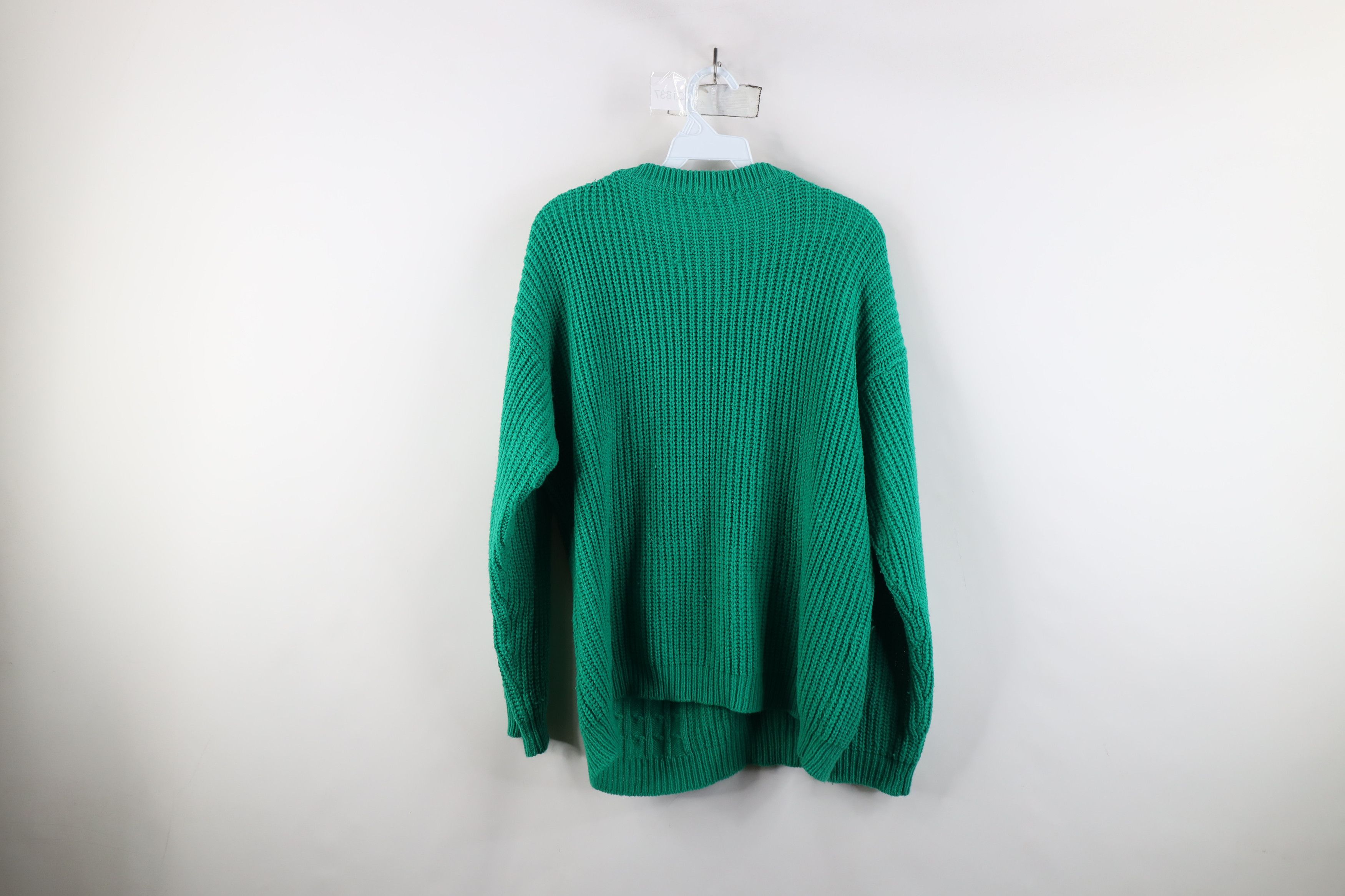 Vintage Vintage 90s Streetwear Ribbed Cable Knit Sweater Green Size XL / US 12-14 / IT 48-50 - 10 Thumbnail