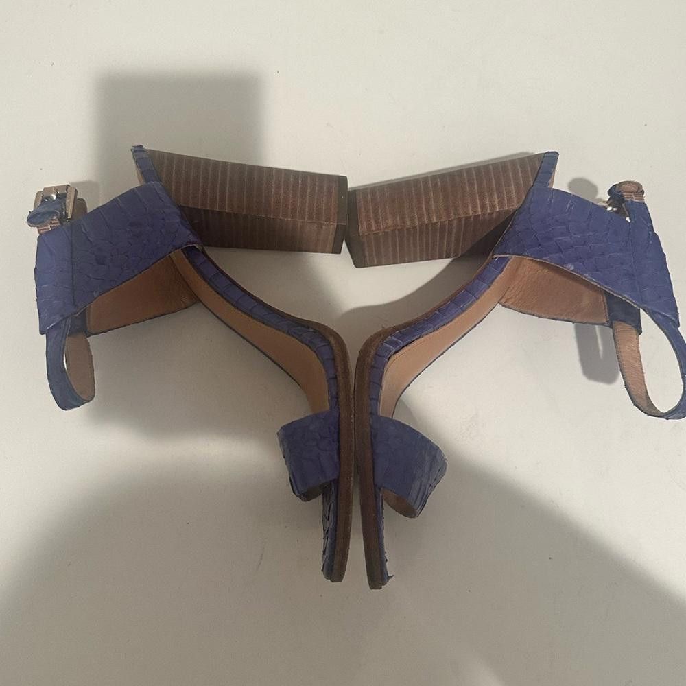 Coach COACH Lexey Snakeskin Chunky Open Toe Sandals Marine Blue 8 Size US 8 / IT 38 - 8 Thumbnail