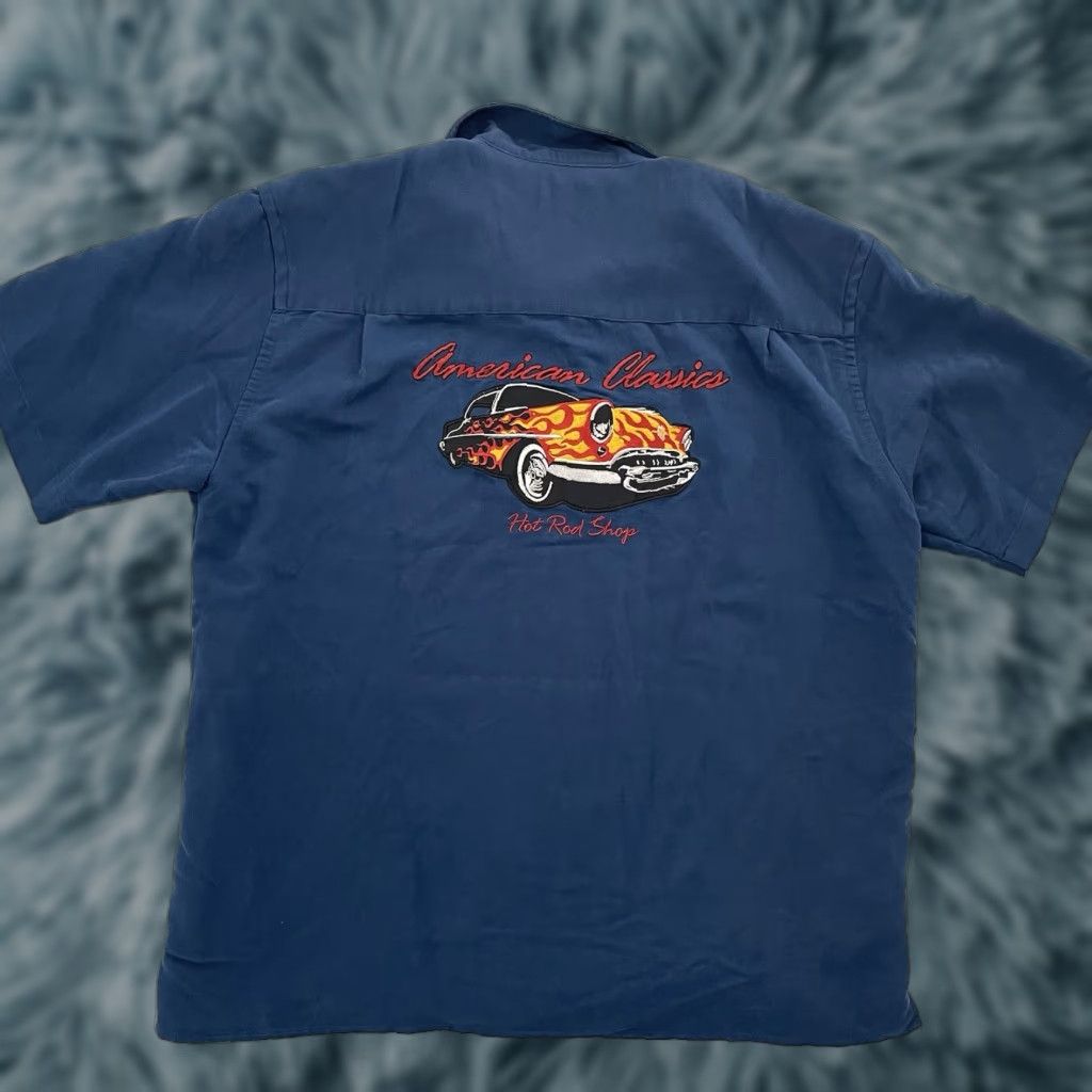 Cubavera Cubavera Shirt Adult Large Blue Hot Rod Shop Embroidered Loop Collar Mens L Size US L / EU 52-54 / 3 - 1 Thumbnail