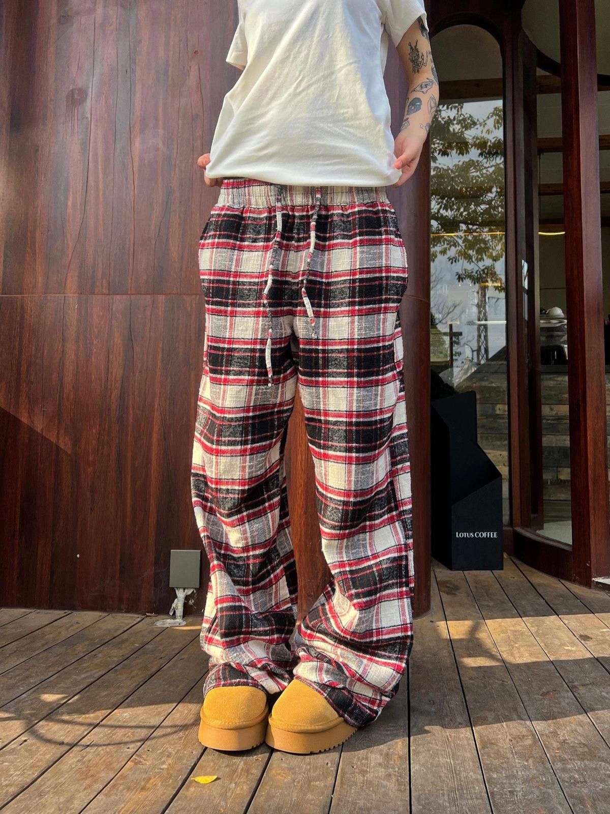 Vintage Cozy Loose Flannel Wide Leg Flare Pants Size 32" / US 10 / IT 46 - 5 Thumbnail