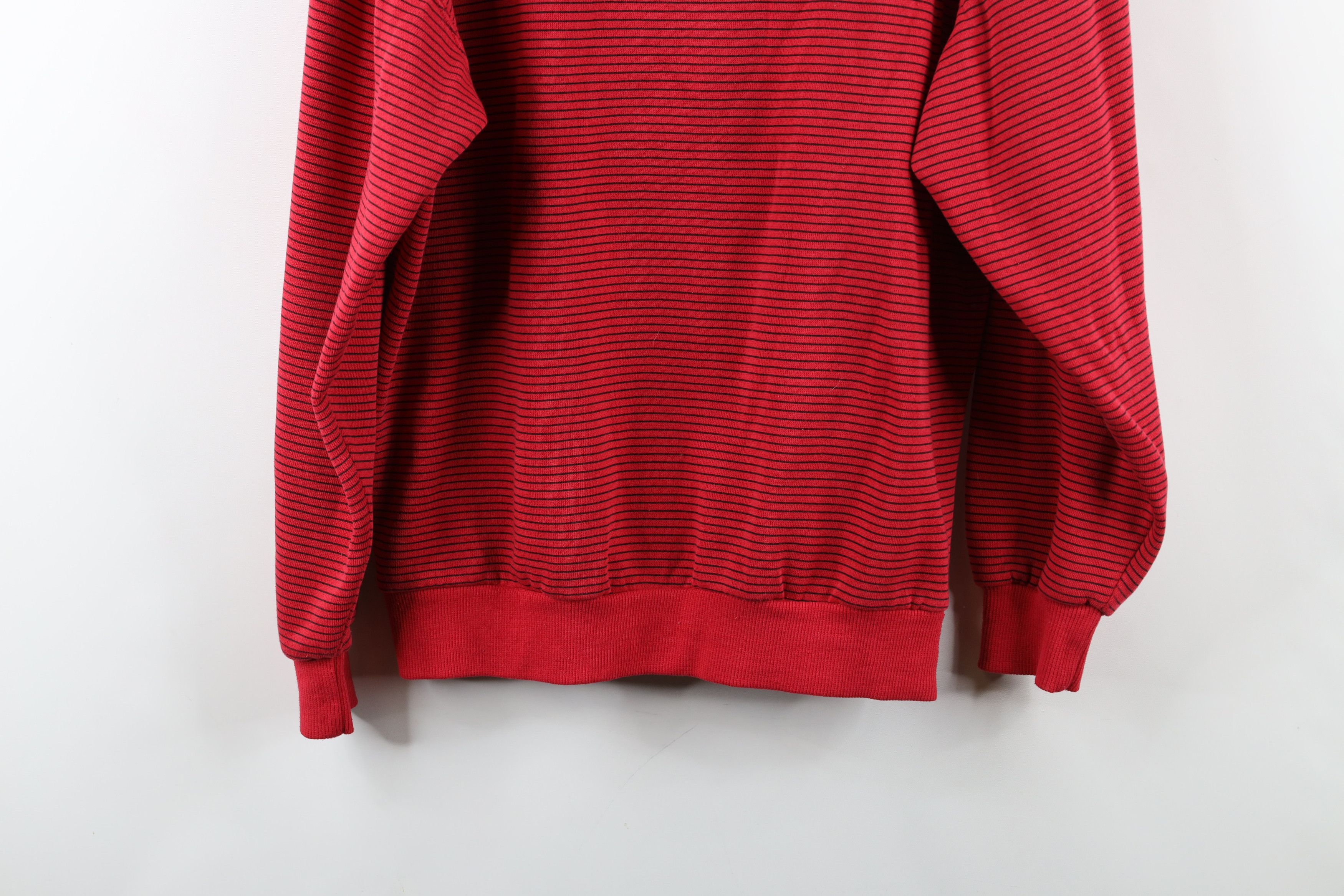 Vintage Vintage 90s IOU Striped Spell Out Mock Neck Sweatshirt Red Size US S / EU 44-46 / 1 - 13 Thumbnail