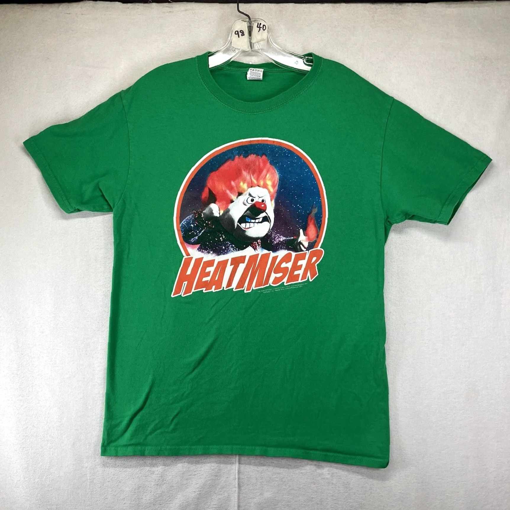 Fruit Of The Loom VINTAGE Fruit of the Loom Heat Miser Christmas Green Short Sleeve Cotton T-Shirt Santa Claus 70s Retro Slim Unisex Adults Small Boys Girls? Size US S / EU 44-46 / 1 - 2 Thumbnail