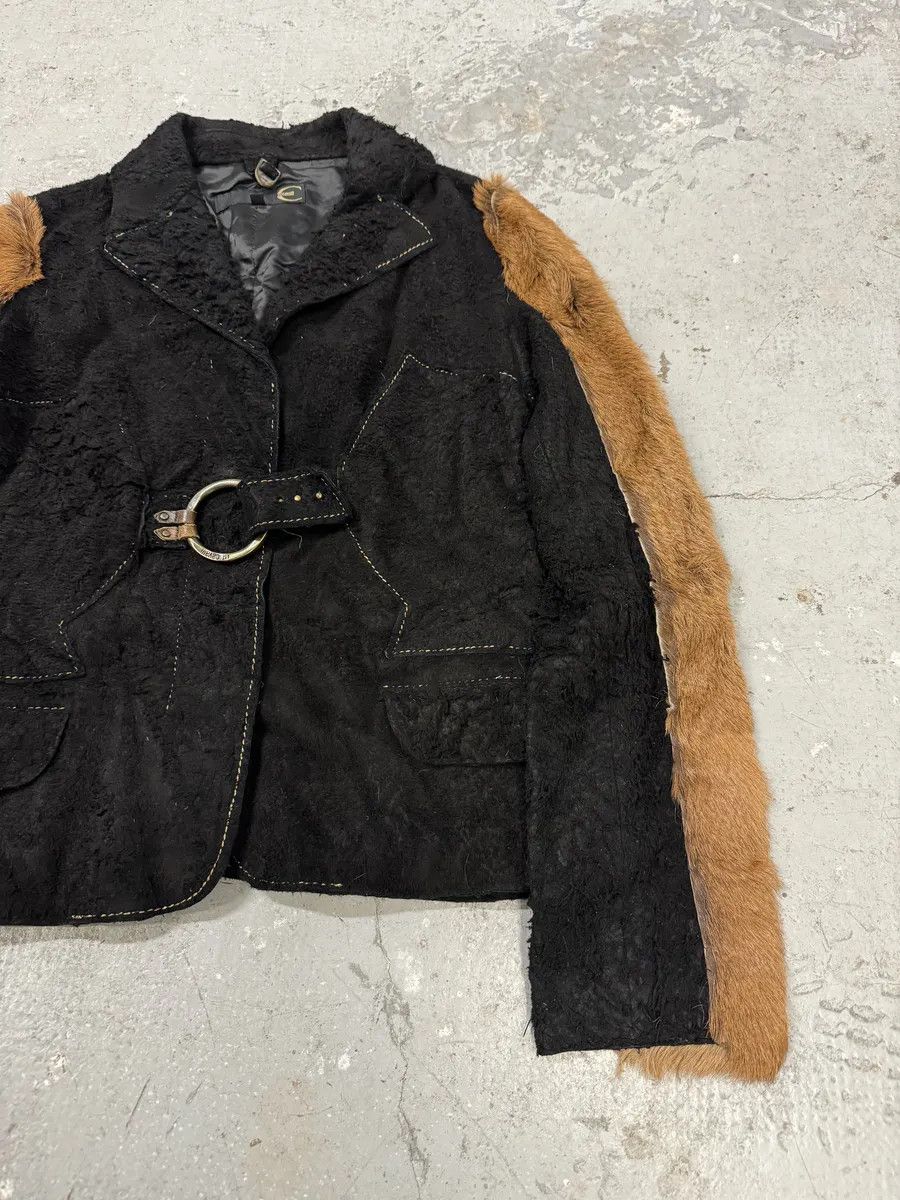 Just Cavalli 2000s Cavalli Black & Brown Fur Effect Distressed Blazer Size US S / EU 44-46 / 1 - 8 Thumbnail
