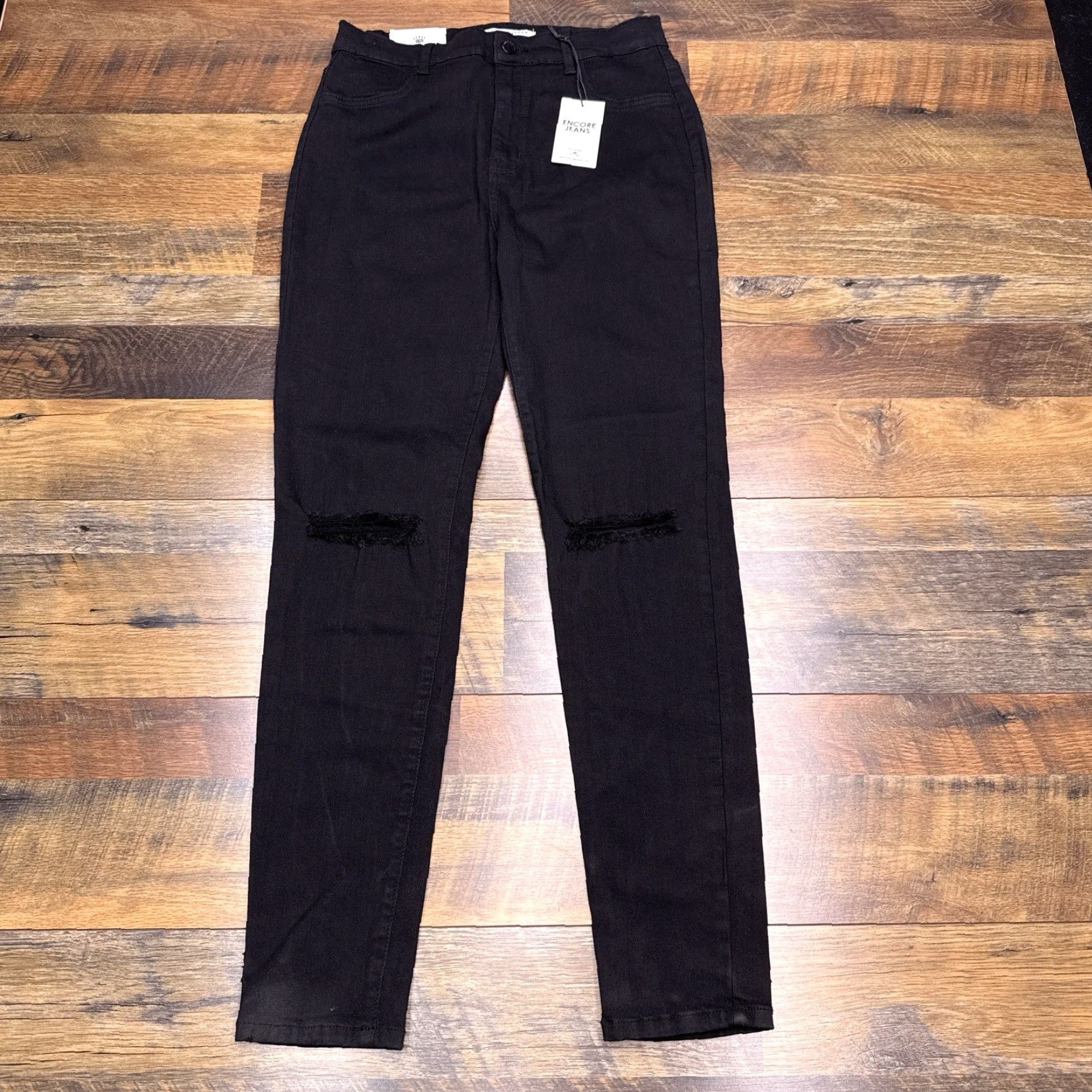 Vintage Encore Womens Jeans Skinny 15 Black High Rise Distressed Stretch Denim 5-Pocket Logo Slim Modern City Jeans Womens Size 36" / US 14 / IT 50 - 2 Thumbnail