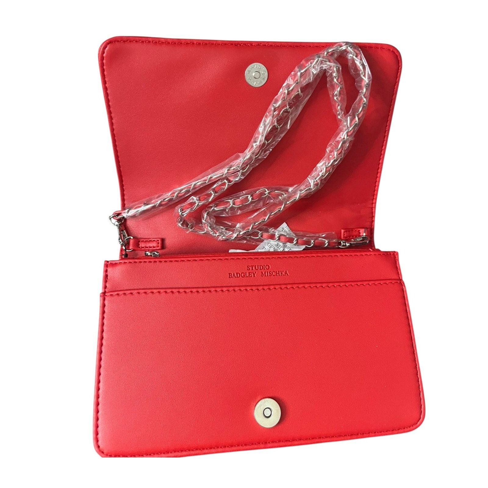 Badgley Mischka Badgley Mischka Quilted Crossbody Bag Red Vegan Leather Size ONE SIZE - 7 Thumbnail