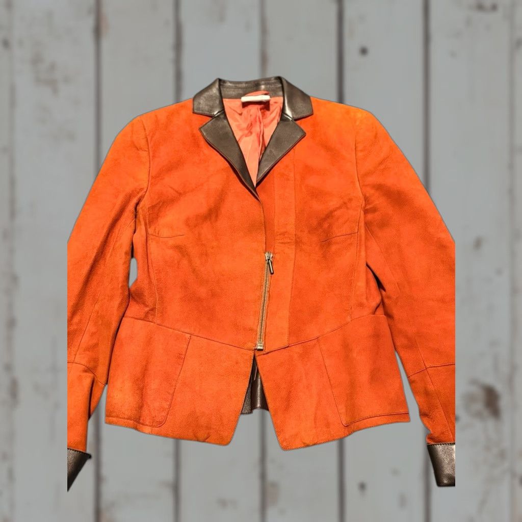 Akris Akris Punto Leather & Suede Jacket Rust Orange Brown 6 Motorcycle Zip Womens Size M / US 6-8 / IT 42-44 - 1 Thumbnail
