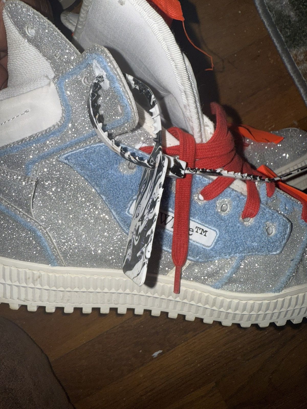 Off-White Off white hi top glitter sneakers Size US 12 / EU 45 - 6 Thumbnail