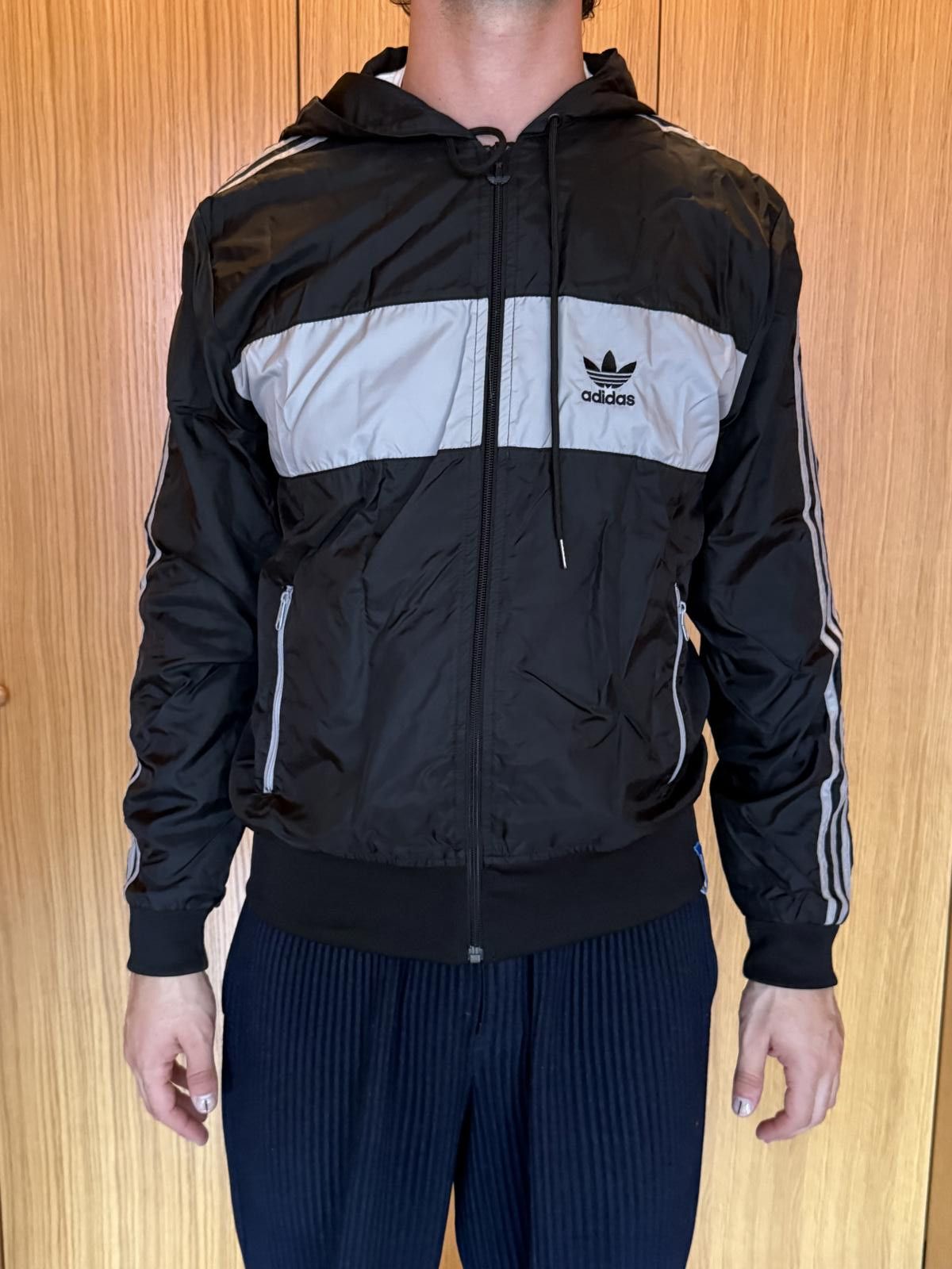 Adidas Adidas Men's Black and Gray Windbreaker Jacket with Hood Size US M / EU 48-50 / 2 - 1 Thumbnail