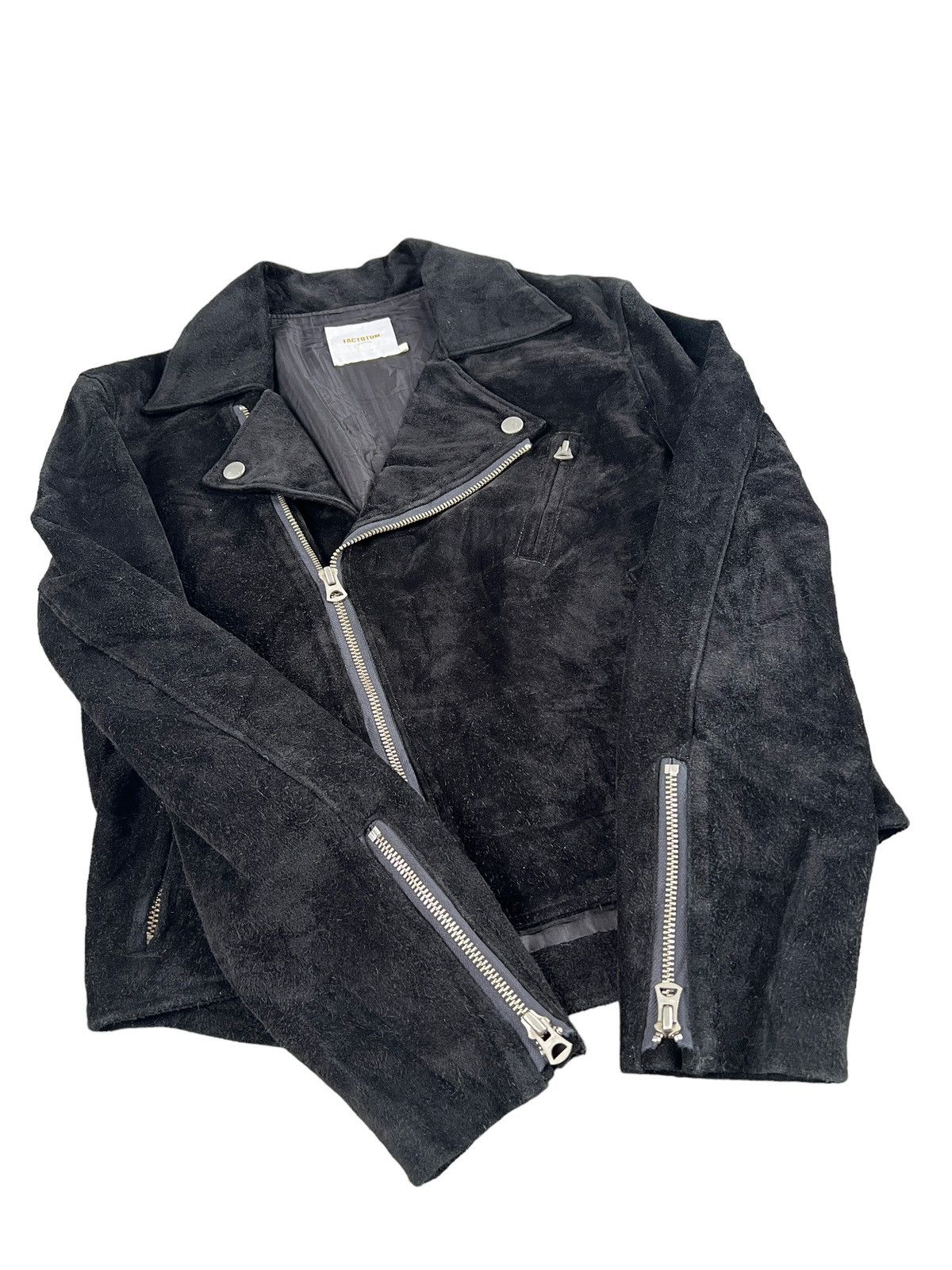 FACTOTUM × Genuine Leather × Japanese Brand Factotum 🇯🇵 Suede Leather Cropped Biker Jacket Size M / US 6-8 / IT 42-44 - 6 Thumbnail
