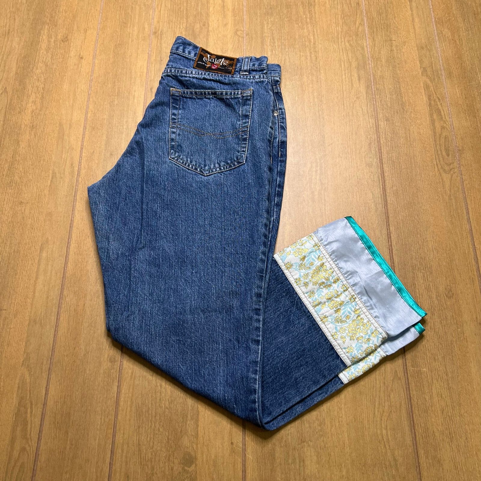 Vintage Jalate Jeans Womens 9/10 Sz 30x26 Blue Denim Floral Cuff Size 30" / US 8 / IT 44 - 13 Thumbnail
