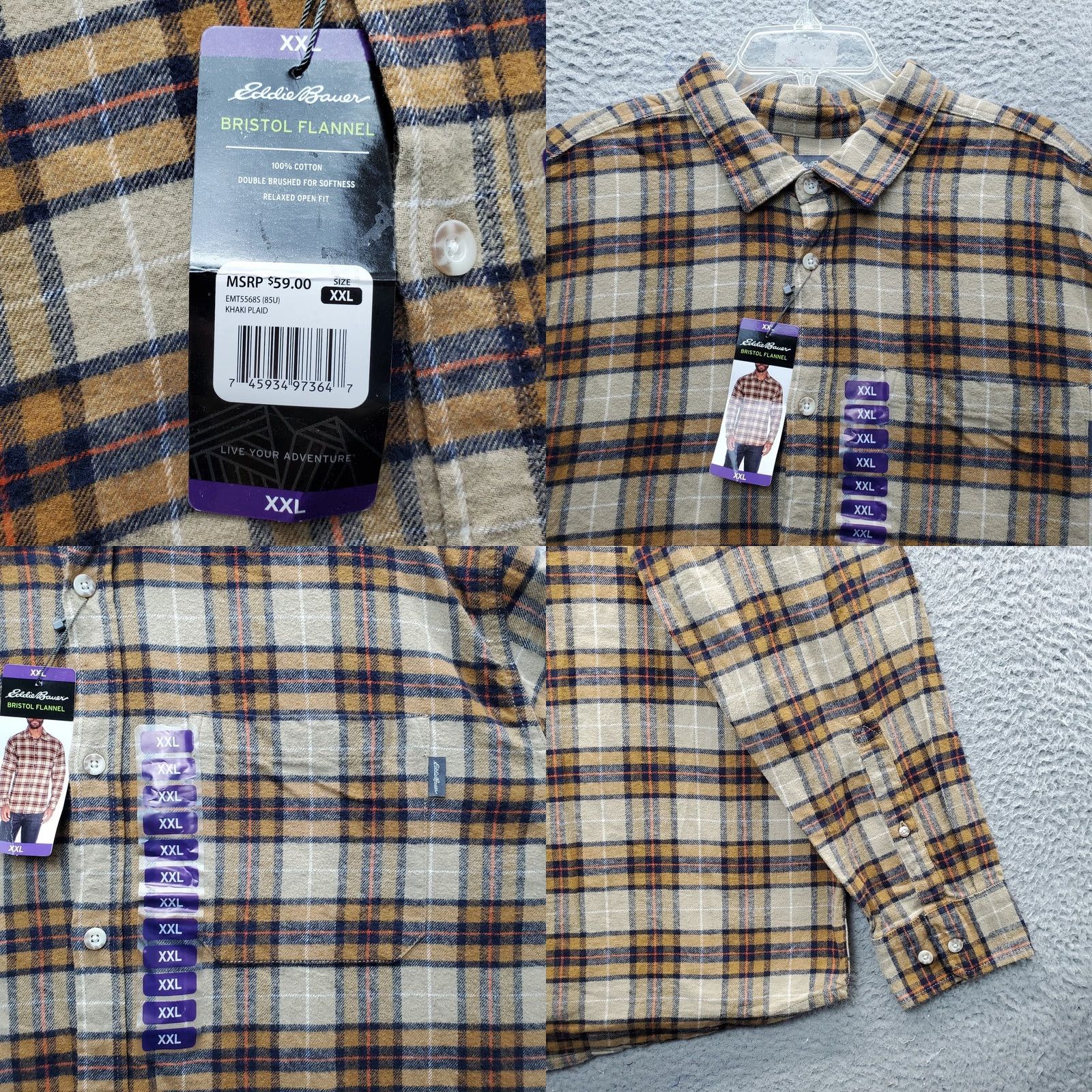 Eddie Bauer Eddie Bauer Bristol Flannel Shirt Mens XXL Multicolor Plaid Relaxed Open Fit EMT5568S Size US XXL / EU 58 / 5 - 8 Thumbnail