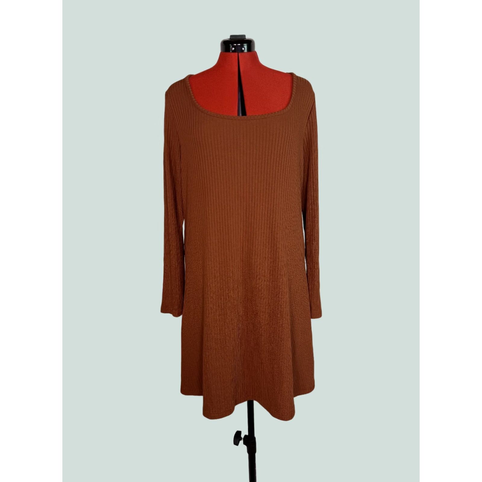 Old Navy OLD NAVY Women's Dress Long Sleeve Ribbed Knit Polyester Blend Orange XL EUC Size XL / US 12-14 / IT 48-50 - 1 Thumbnail