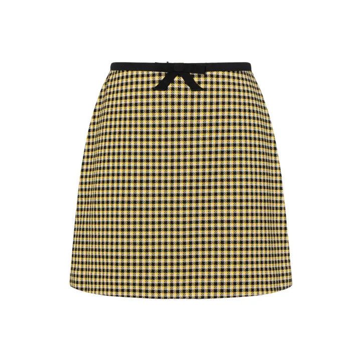 Miu Miu Miu Miu Color Block Check A-Line Skirt 0079 Size 24" / US 00 / IT 34 - 1 Thumbnail