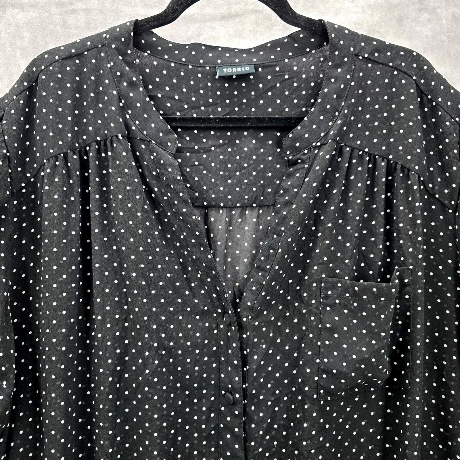 Other Torrid Black Sheer Polka Dot Blouse Shirt Top Plus Size 3XL Size 3XL / US 20-22 - 3 Thumbnail