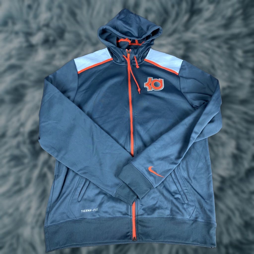 Nike VINTAGE Kevin Durant KD Nike Therma Fit Hoodie Jacket Sweatshirt LT Tall Basketball Mens Gray Full Zip KD Basketball Size US L / EU 52-54 / 3 - 1 Thumbnail