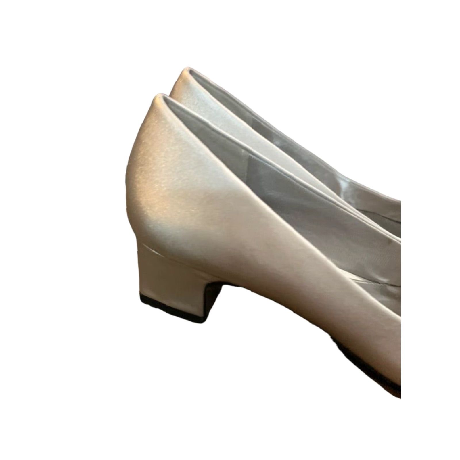 Vintage Easy Street Pump Women 8.5M Silver Satin Embellished Heel New Size US 9 / IT 39 - 3 Thumbnail