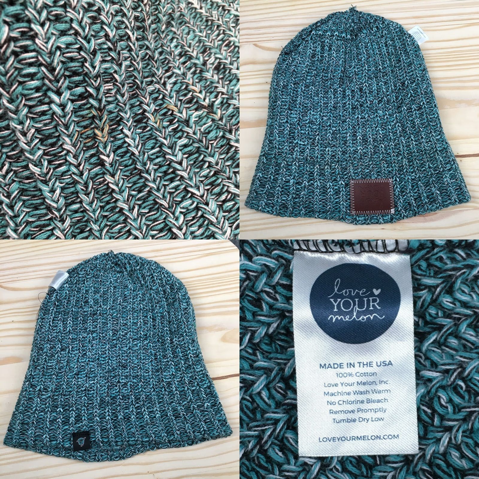 Vintage Love Your Melon Beanie Knitted Hat Mens One Size Green Cotton Pull On Casual Size ONE SIZE - 8 Thumbnail