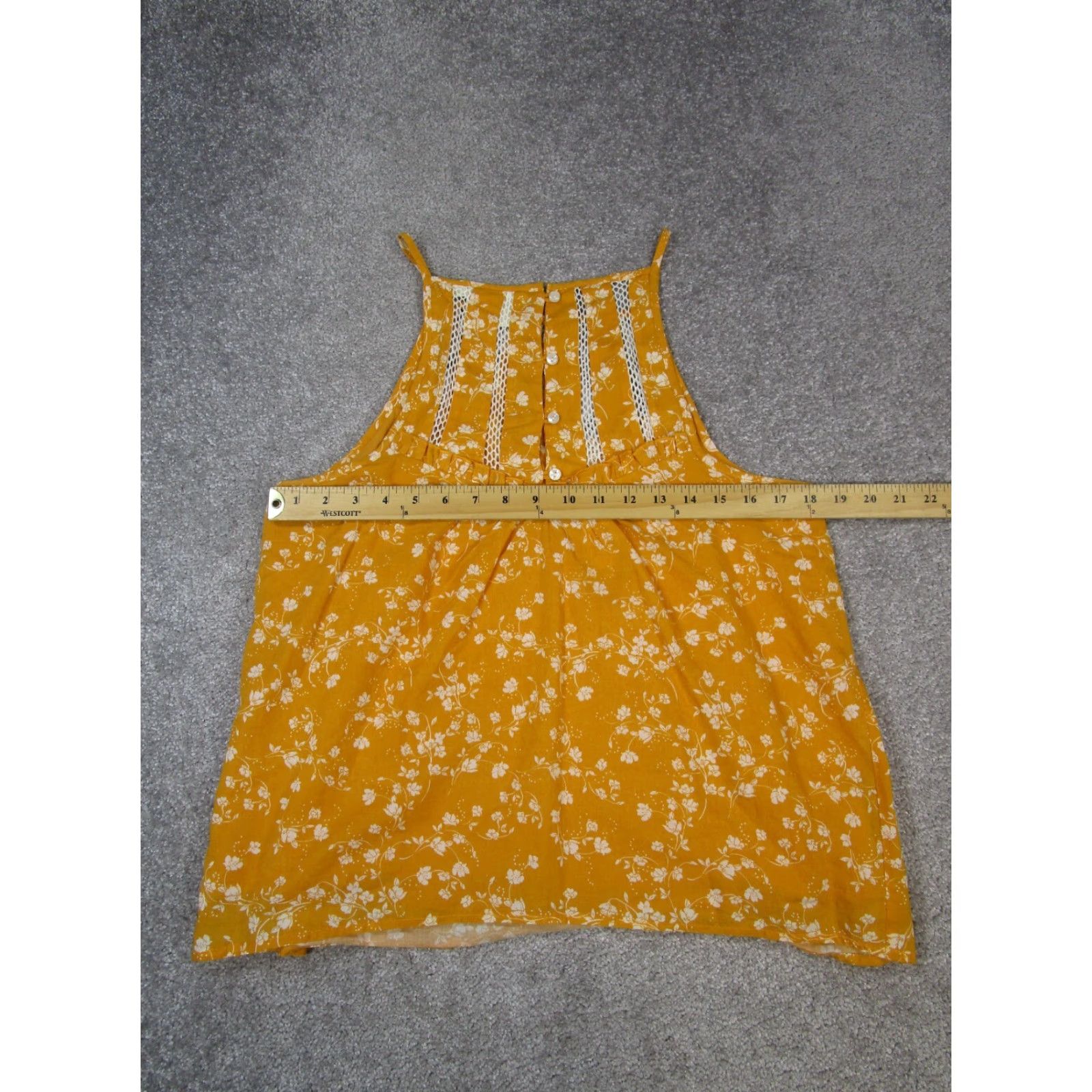 Vintage MAEVE Shirt Womens XL Yellow White Floral Tank Top Sleeveless Square Neck Pullover Cotton - Floral Pattern - 90s/Concert? (if applicable) Womens Size XL / US 12-14 / IT 48-50 - 5 Thumbnail