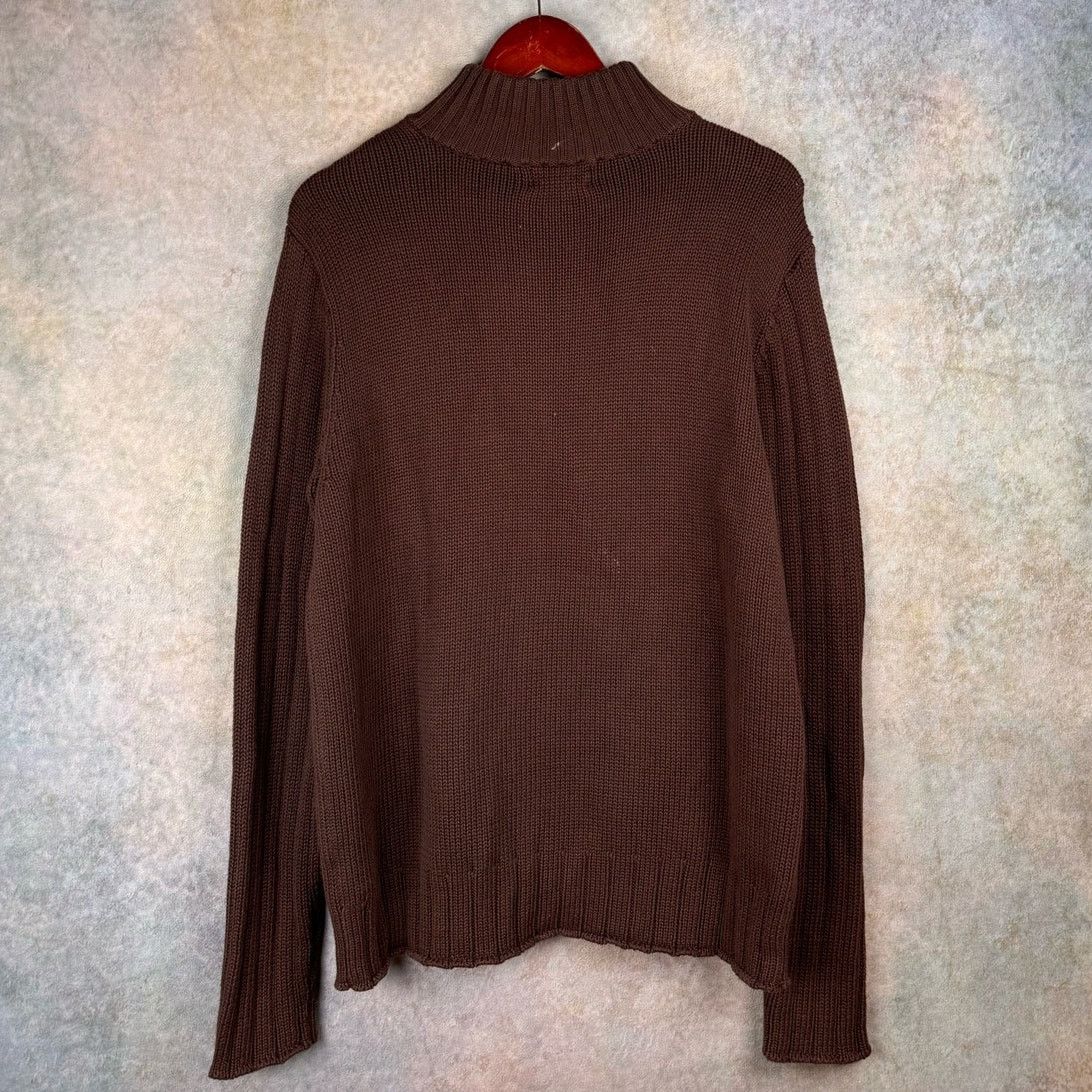 Polo Ralph Lauren × Vintage VTG 90s Polo Jeans Co Knit Q Zip Sweater Sz L Brown Size US L / EU 52-54 / 3 - 3 Thumbnail
