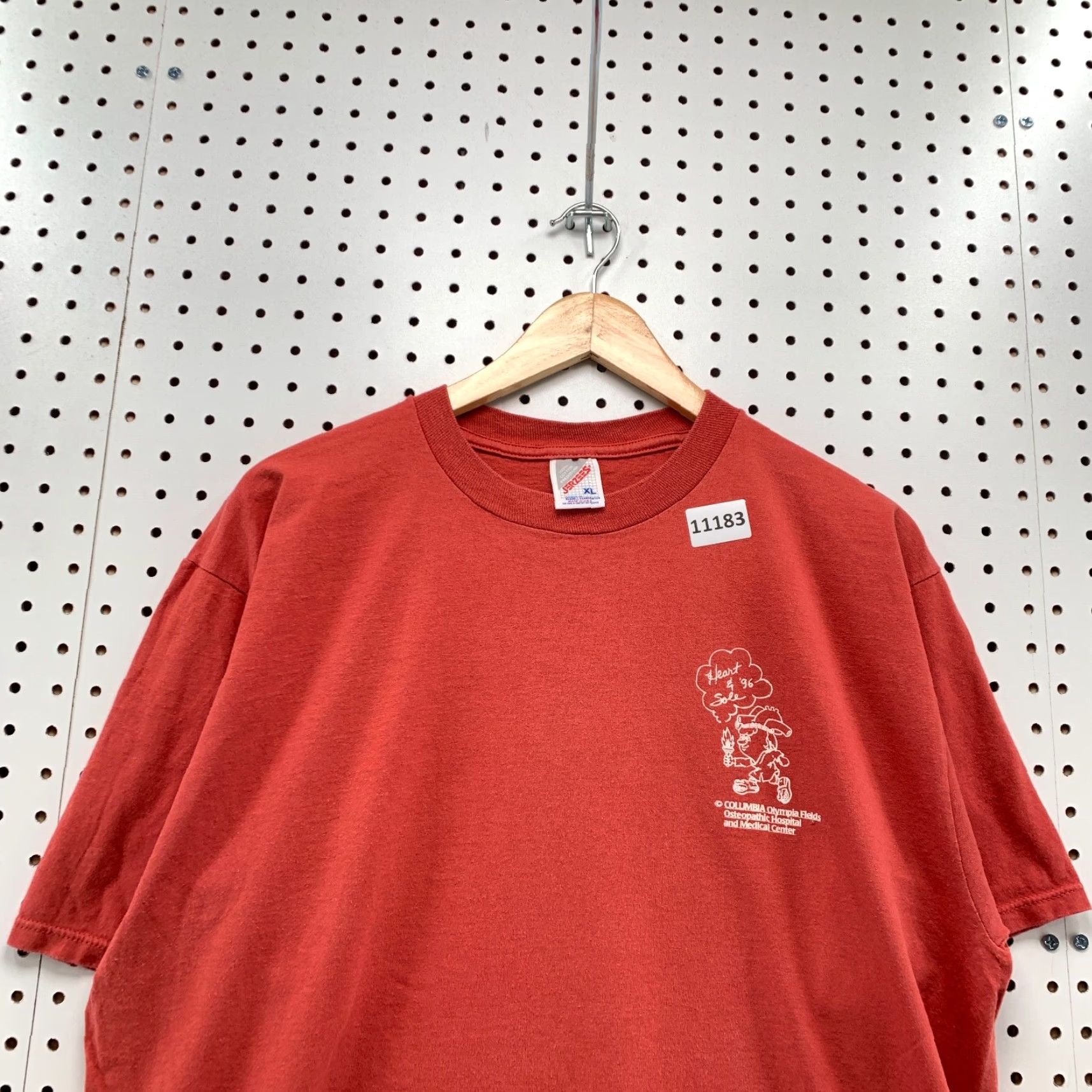 Jerzees VINTAGE Single Stitch Shirt Extra Large Mens Red 90s Columbia Olympia Fields Shirt T-Shirt 90s Mens Red Size US XL / EU 56 / 4 - 2 Thumbnail