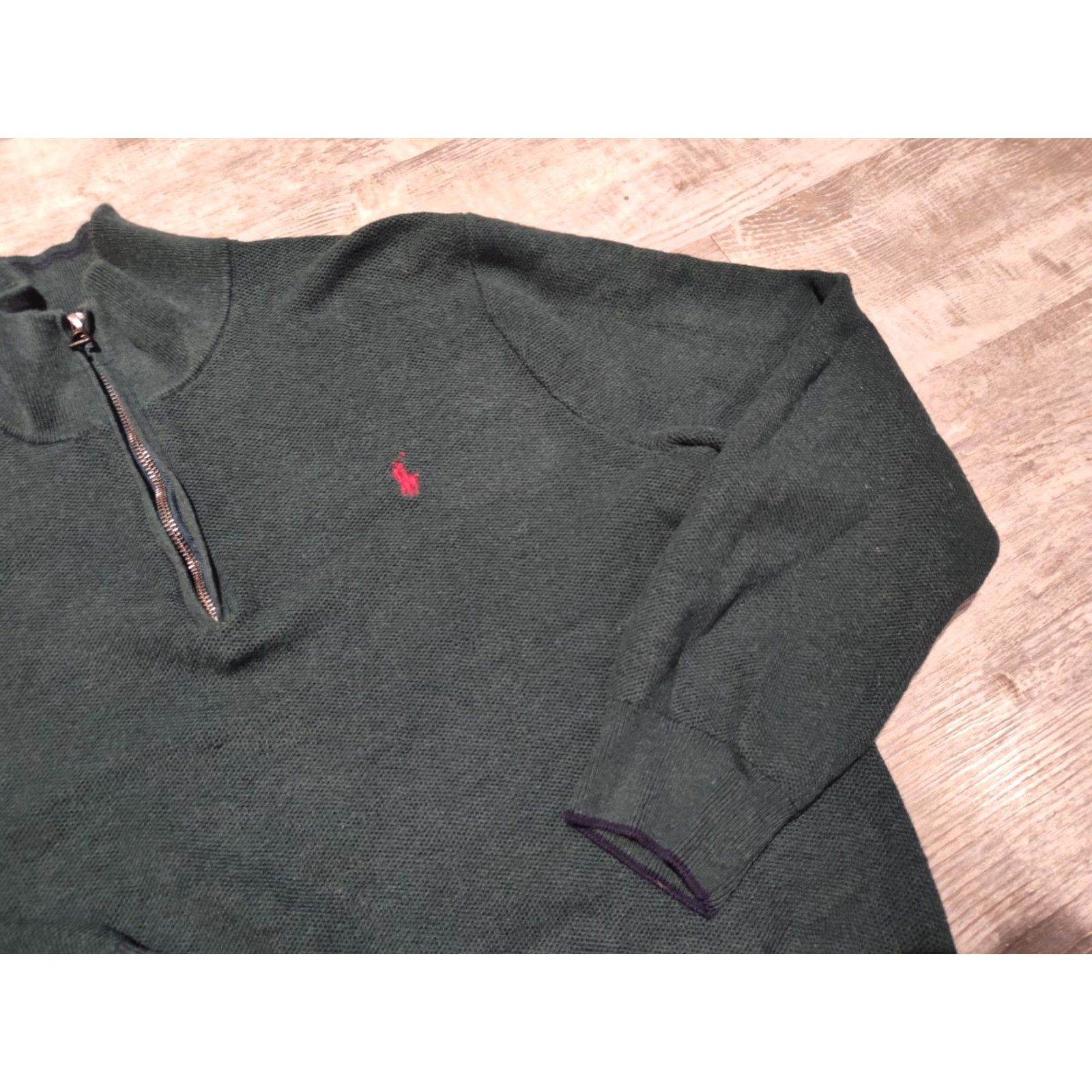 Polo Ralph Lauren Polo Ralph Lauren Men Sweater L Green Cotton Knit Quarter Zip Mock Neck Pullover Golf Walking Size US L / EU 52-54 / 3 - 3 Thumbnail