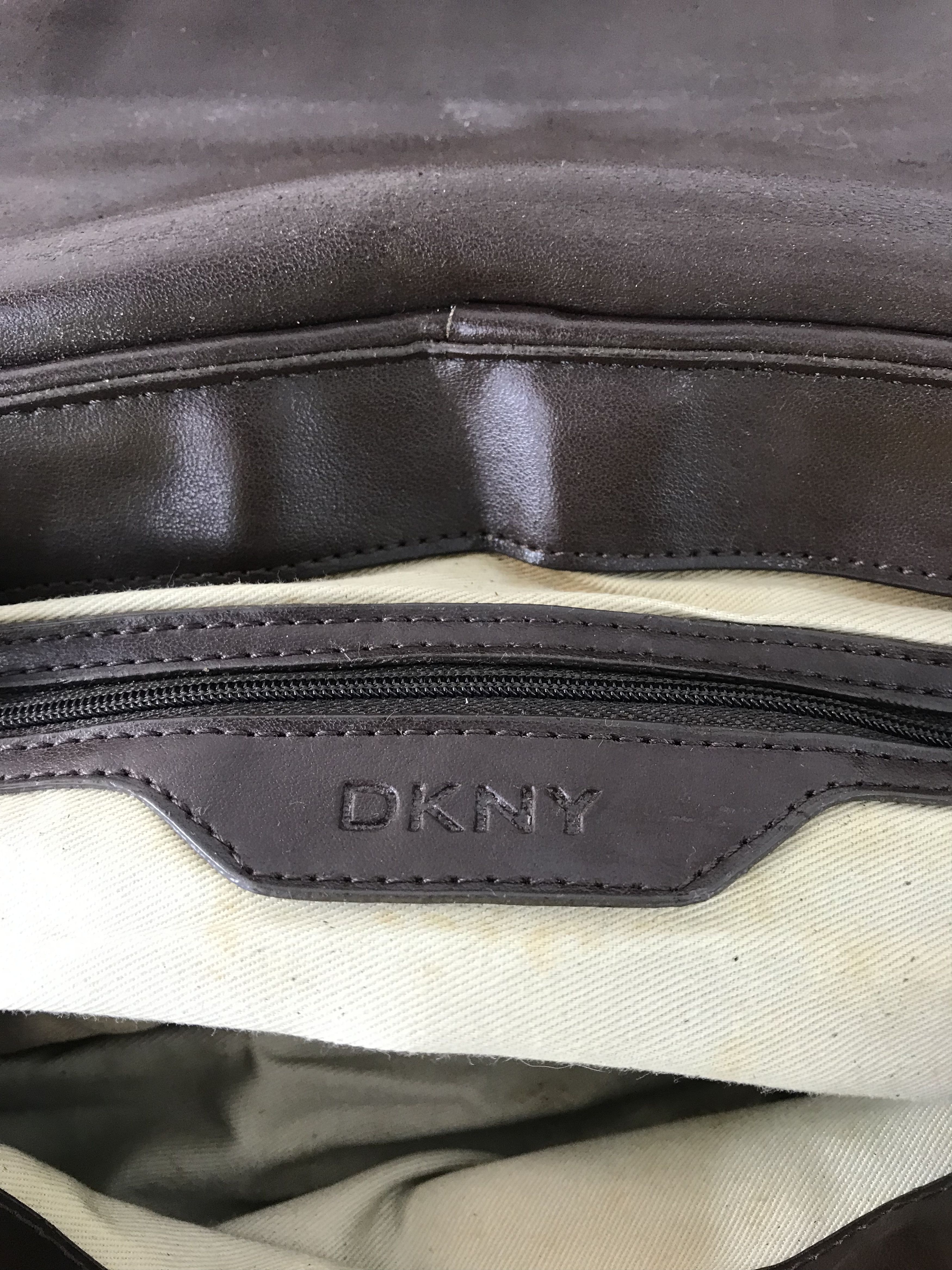 DKNY 90s DKNY Chocolate Brown Taupe Jacquard Hand Bag Size ONE SIZE - 6 Thumbnail