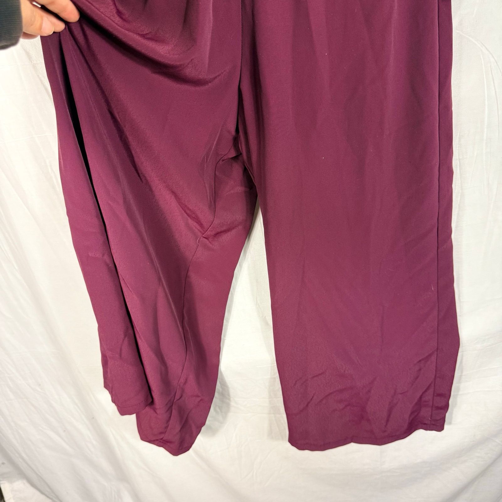 Asos ASOS Burgundy Tie Neck Wide Leg Jumpsuit Long Sleeve Size 2 Size 26" / US 2 / IT 38 - 4 Thumbnail
