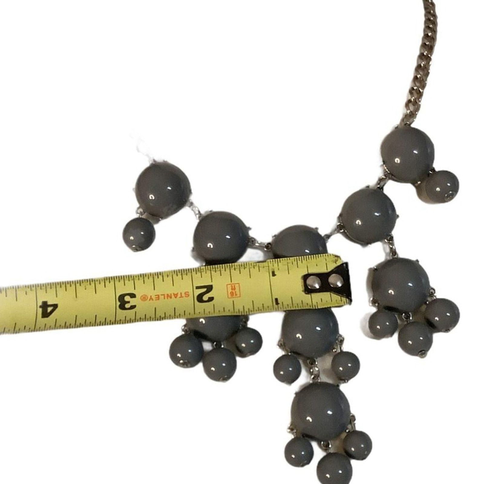 Other Y2K Glam Bubble Bib Statement Necklace Gray Beaded Size ONE SIZE - 6 Thumbnail