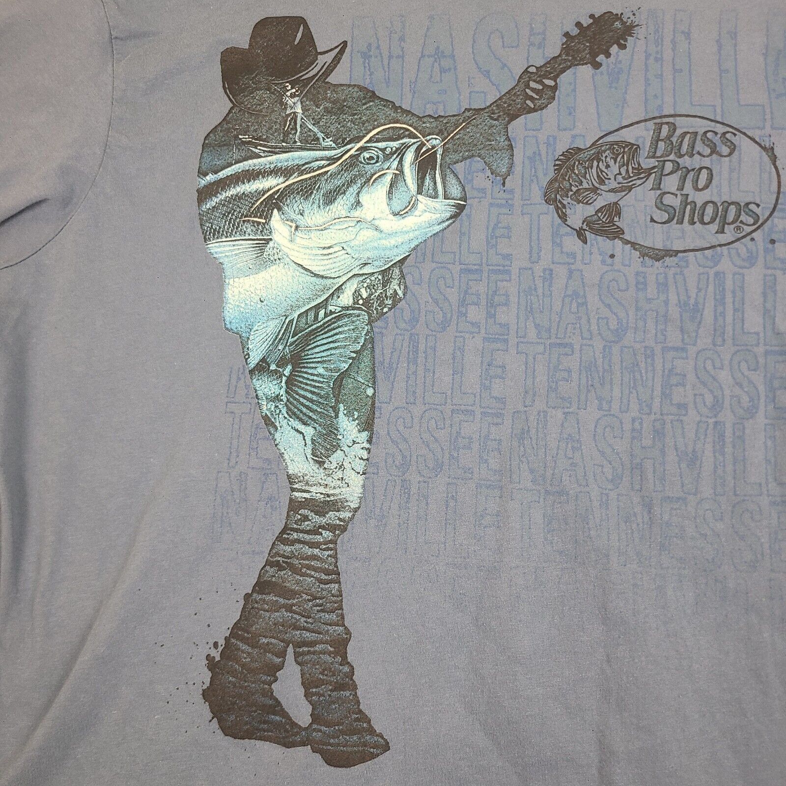 Bass Bass Pro Shops Nashville Guitar Fishing Tshirt/ Vintage Size Size US XXL / EU 58 / 5 - 2 Thumbnail
