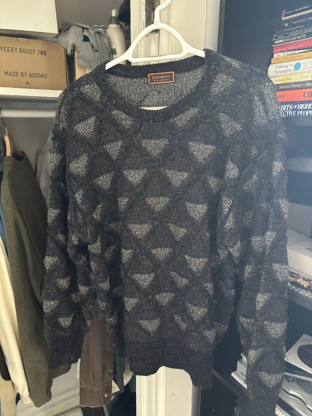image of YVES Saint Laurent YSL Tricots Luxury Sweater in Black, Men's (Size Large)