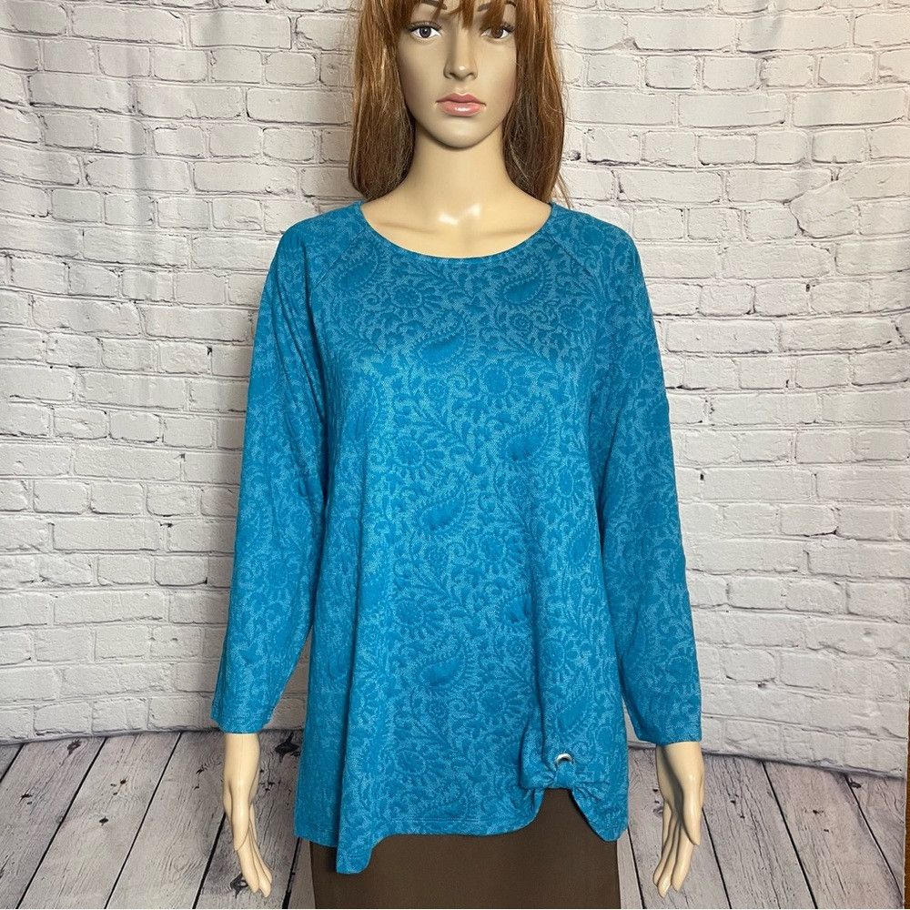Chicos NWT New Chico's Paisley Jacquard Side Grommet Teal Tunic Si Size XL / US 12-14 / IT 48-50 - 2 Thumbnail