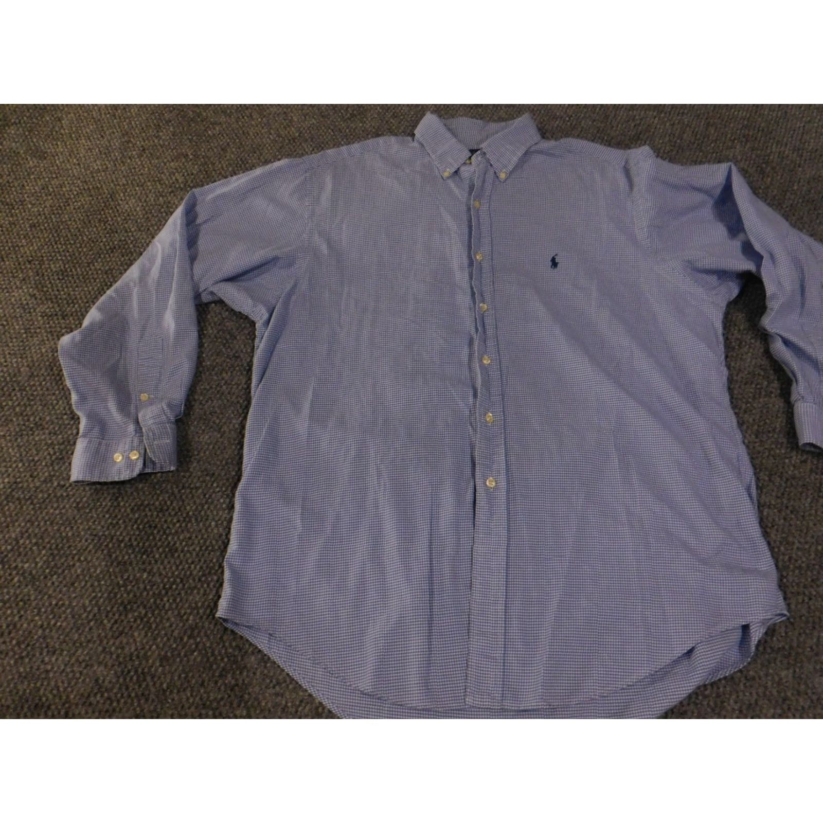 Ralph Lauren Ralph Lauren Shirt Mens 16.5 34/35 Yarmouth Blue Long Sleeve Dress Plaid Pony Button-Down Collar Barrel Cuff Classic Preppy Business Mens Size 46R - 3 Thumbnail
