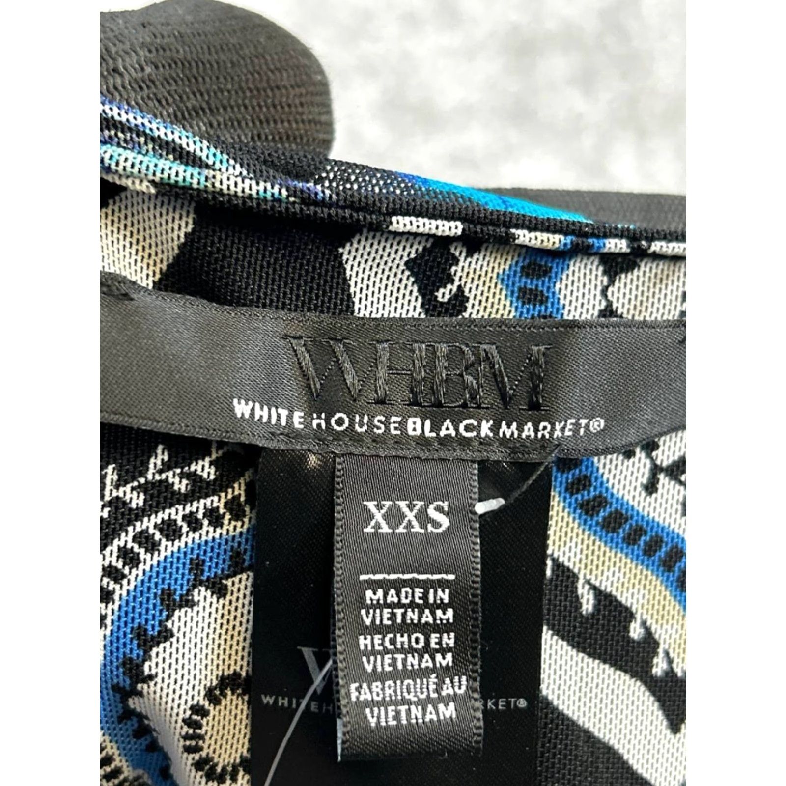 White House Black Market White House Black Market Dress Womens 2XS Blue Floral Bodycon Sleeveless V-Neck Knee Length Pullover Casual Polyester Size XXS / US 00 / IT 34 - 3 Thumbnail
