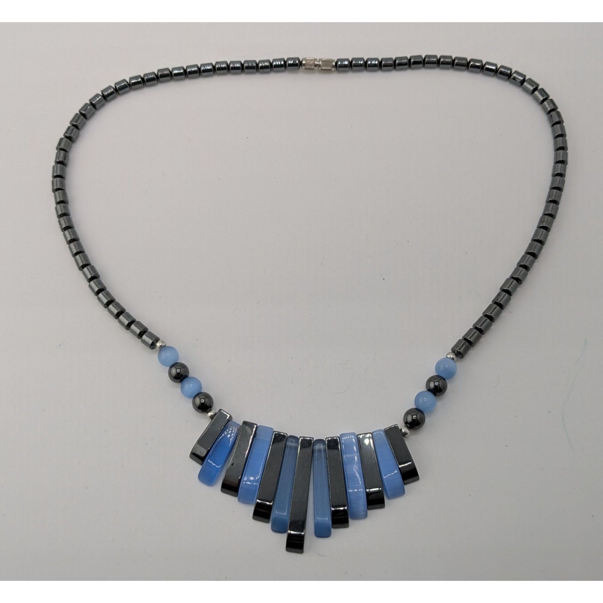 Other Blue And Black Hematite And Cateye Glass Beaded Statement Ne Size ONE SIZE - 6 Thumbnail