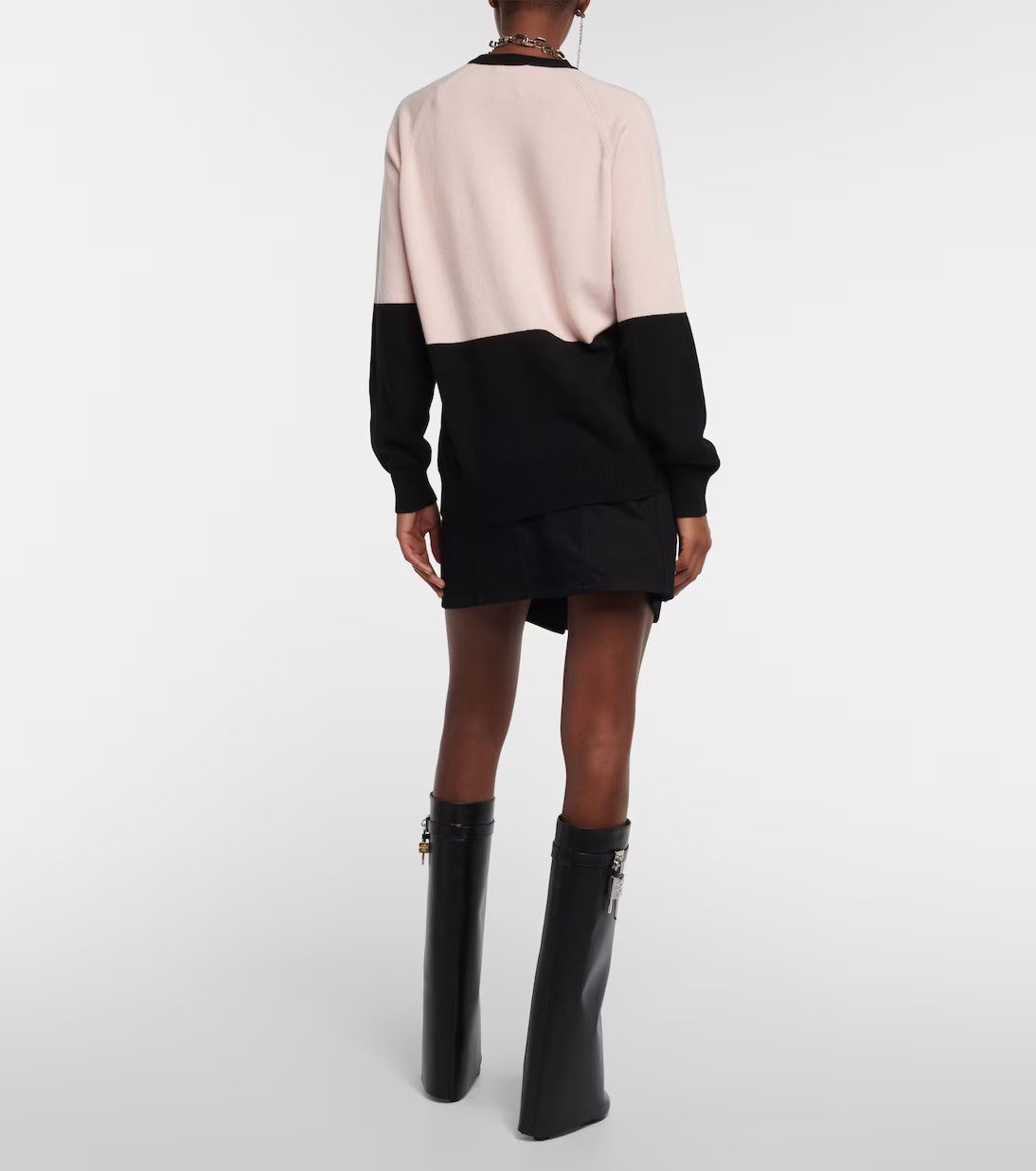Givenchy o1srvl11e1224 4G Cashmere Sweater in Black/Pink Size L / US 10 / IT 46 - 3 Thumbnail