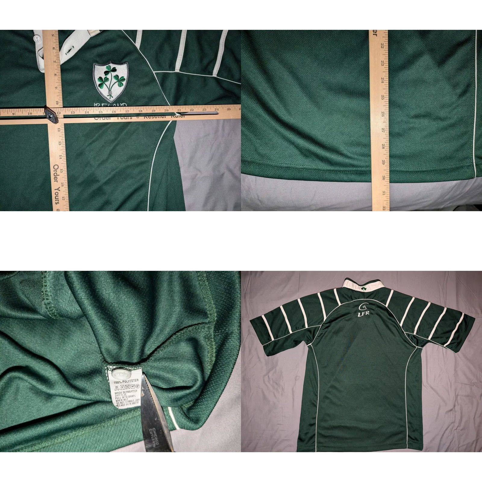 Vintage Live For Rugby Malham Ireland Shirt Men's M Green 100% Breathable Polyester Short Sleeve Crew Neck Size US M / EU 48-50 / 2 - 8 Thumbnail