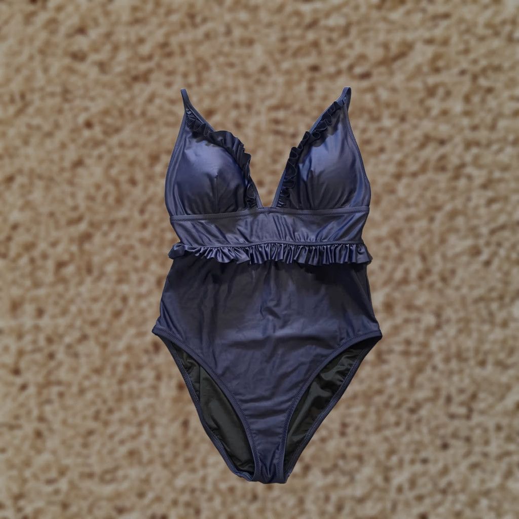 J.Crew J.CREW Swimsuit One Piece Womens12 Blue Ruffle Plunge Adjustable Pool Resort Regular Size 12 Men/Women Beach Preppy I think you want Womens, not Men. Size ONE SIZE - 1 Thumbnail