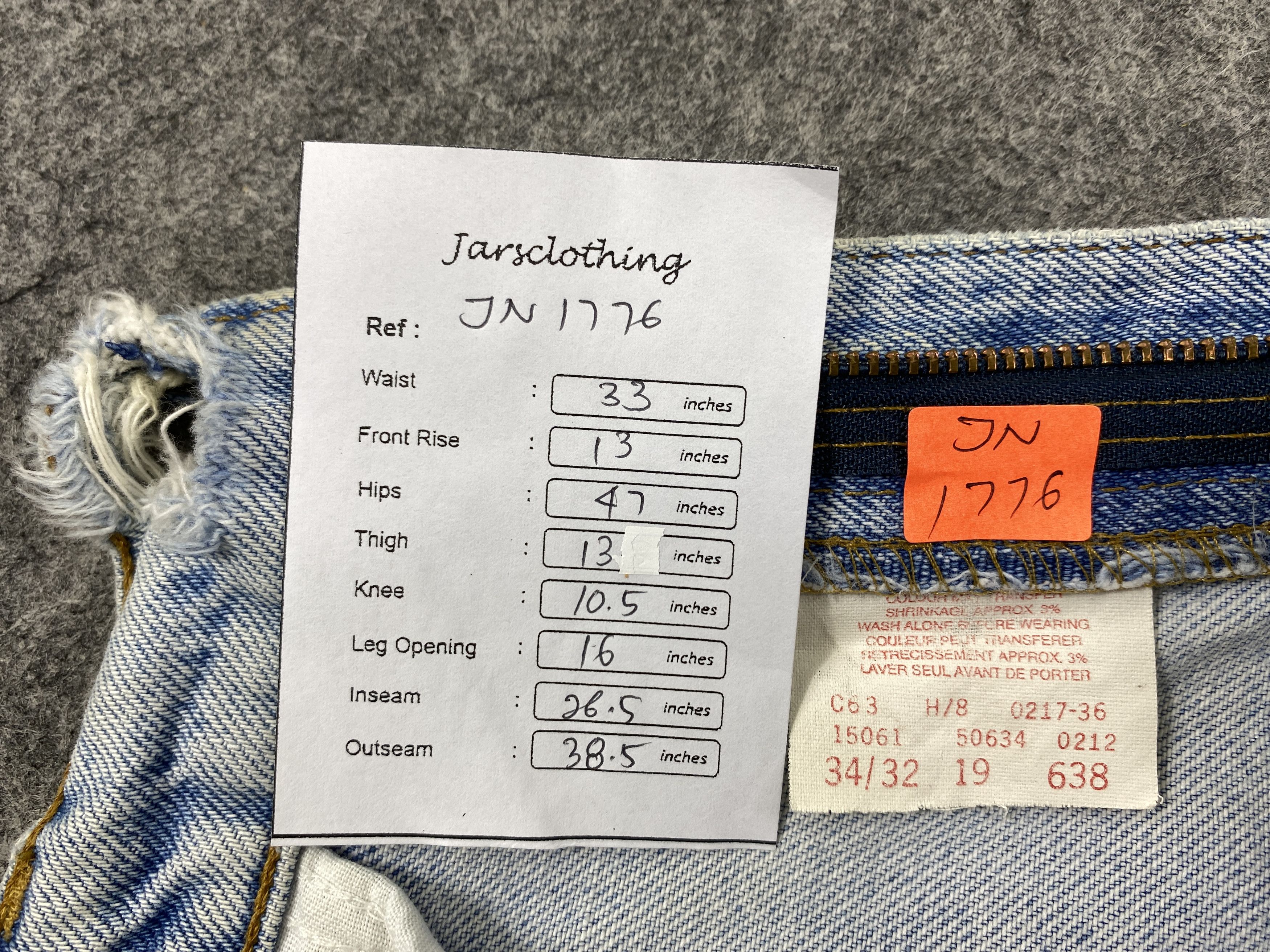 Levi's Light Blue Wash Vintage Levi's 634 Orange Tab 33x26.5 JN1776 Size US 33 - 8 Thumbnail
