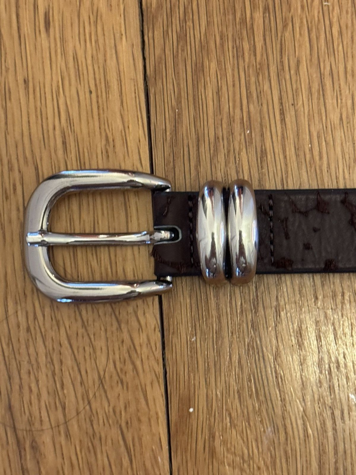 Other Pearled Ivory Pony Hair Leather Belt Size 34 - 1 Thumbnail