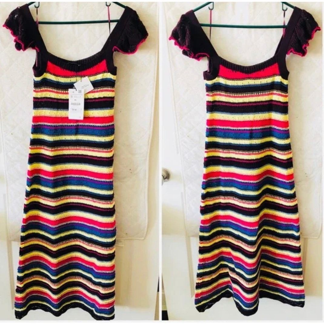 Zara ZARA LONG CROCHET DRESS MULTICOLORED Size M / US 6-8 / IT 42-44 - 7 Thumbnail