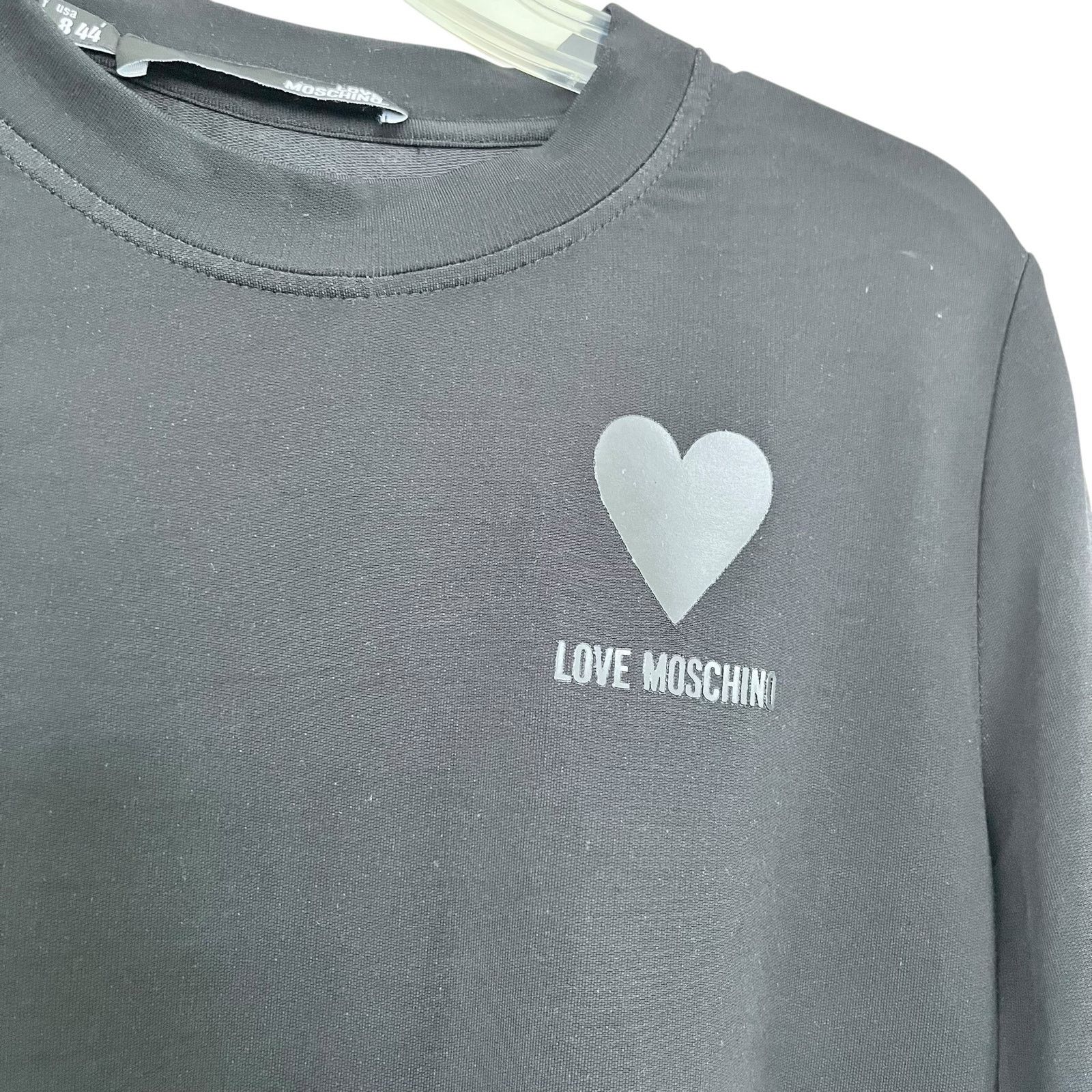 Love Moschino Love Moschino Black Ruffled Heart Logo Crewneck Crop Top Size M / US 6-8 / IT 42-44 - 5 Thumbnail
