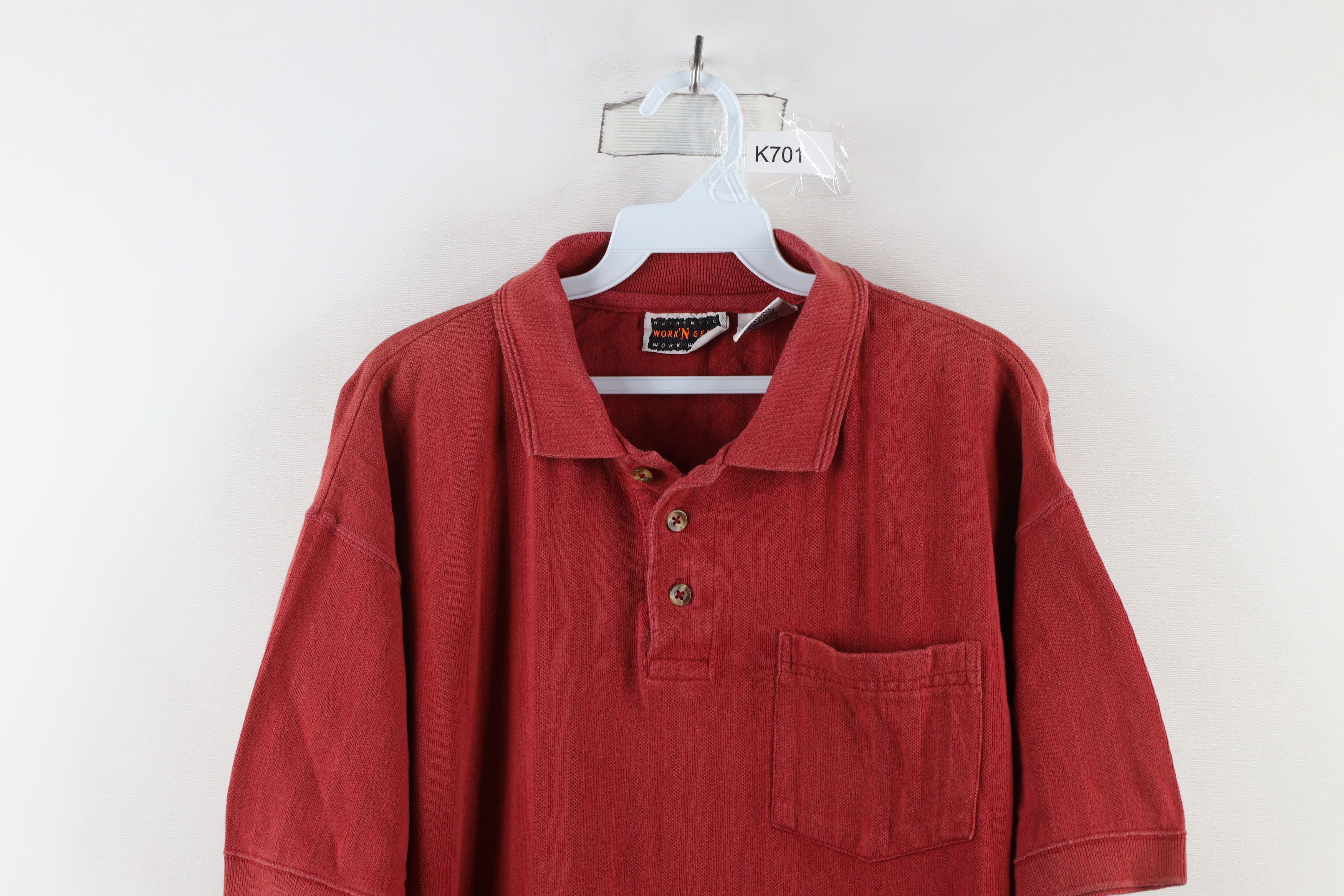 Vintage Vintage 90s Streetwear Knit Collared Pocket Polo Shirt Red Size US XL / EU 56 / 4 - 2 Thumbnail
