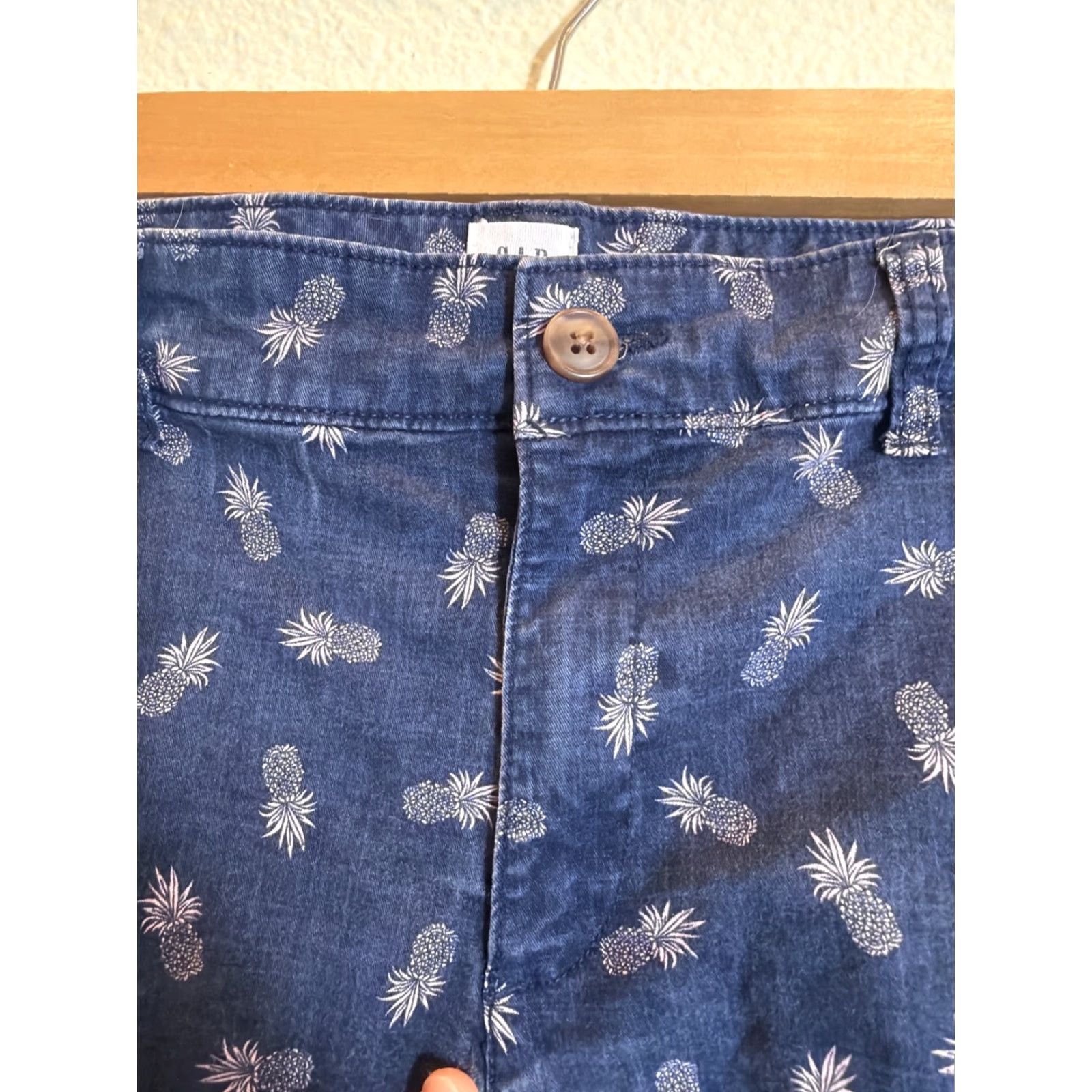 Gap VINTAGE Gap WOMENS INDIGO KHAKI W/ PINEAPPLES PRINT 3" SHORT W/ POCKETS SIZE 10 Size 32" / US 10 / IT 46 - 6 Thumbnail