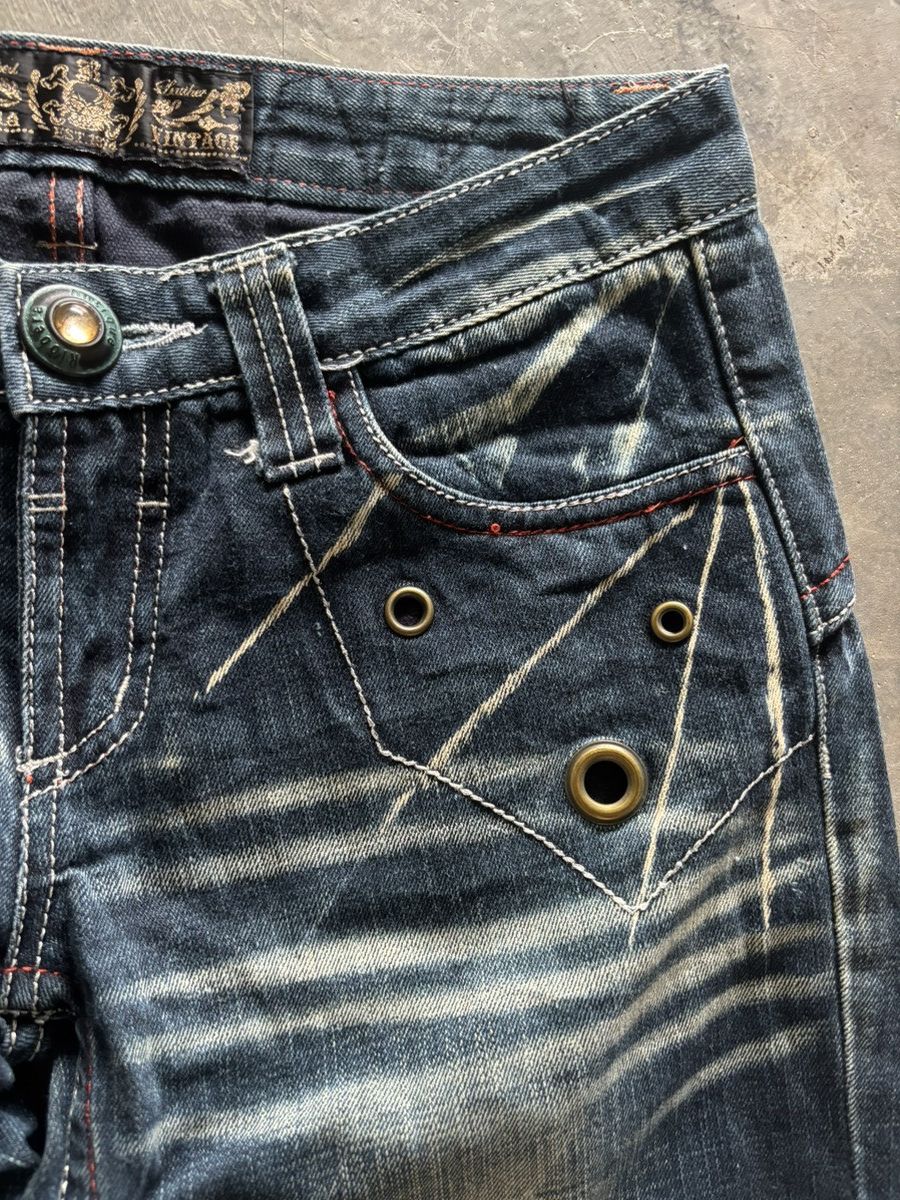 If Six Was Nine RIOBERA vintage flare jeans sick spellout back japanese punk Size US 29 - 10 Thumbnail