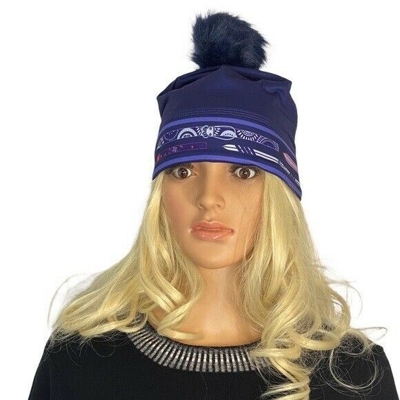 Designer Krimson Klover Blue Pompom Beanie HAT Apres Ski removable Po Size ONE SIZE - 3 Thumbnail